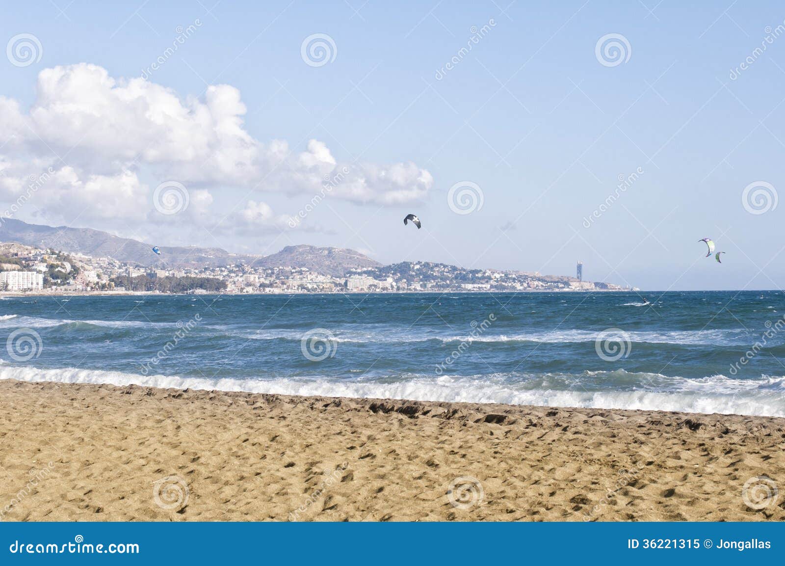 Kites on the waves stock image. Image of beach, clouds 36221315
