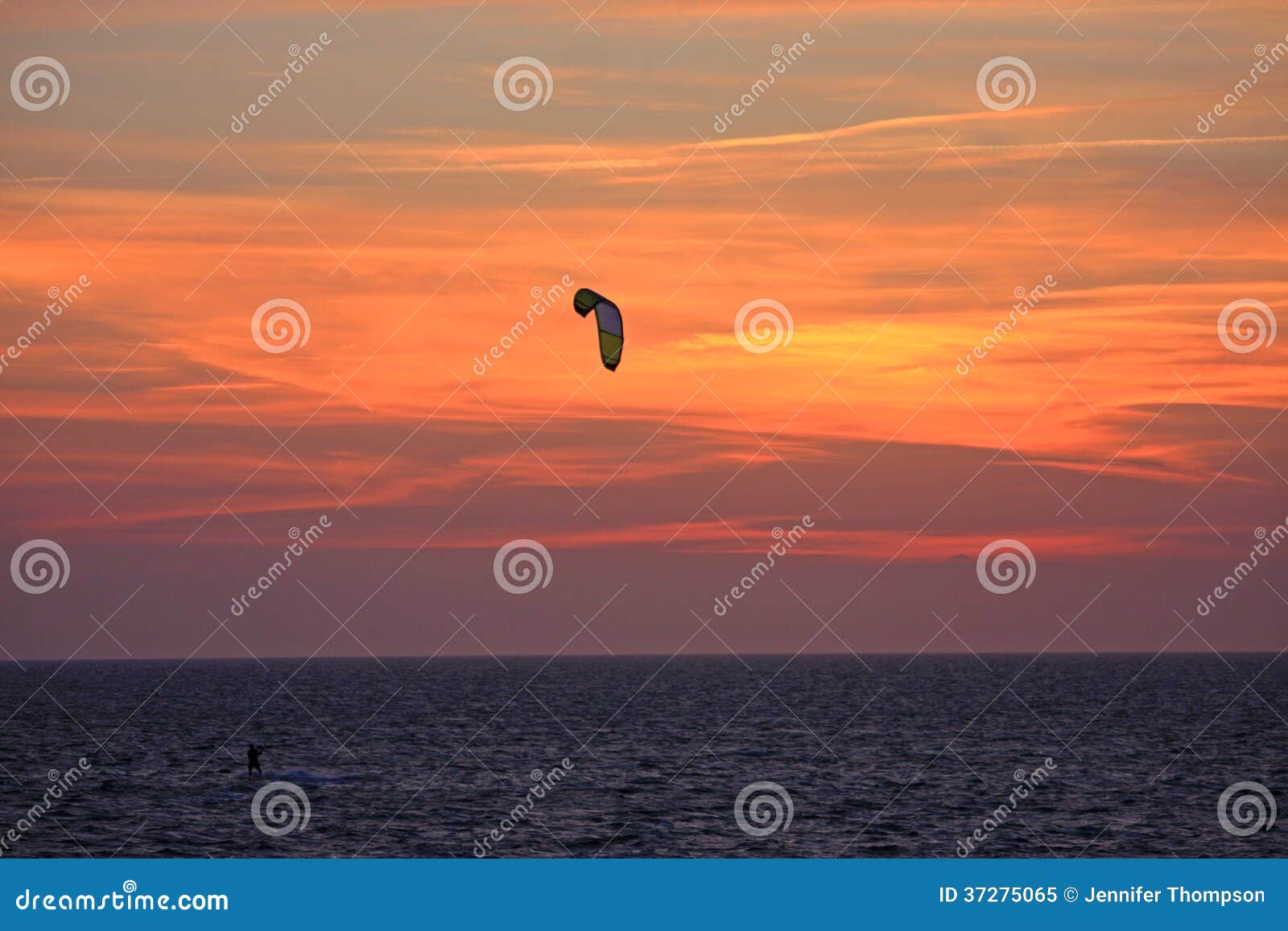Kitesurfer at sunset stock image. Image of banks, kitesurf 37275065