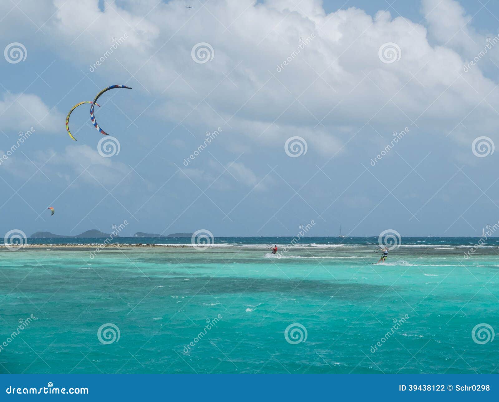 Kitesurfing in Grenada stock photo. Image of surfing 39438122