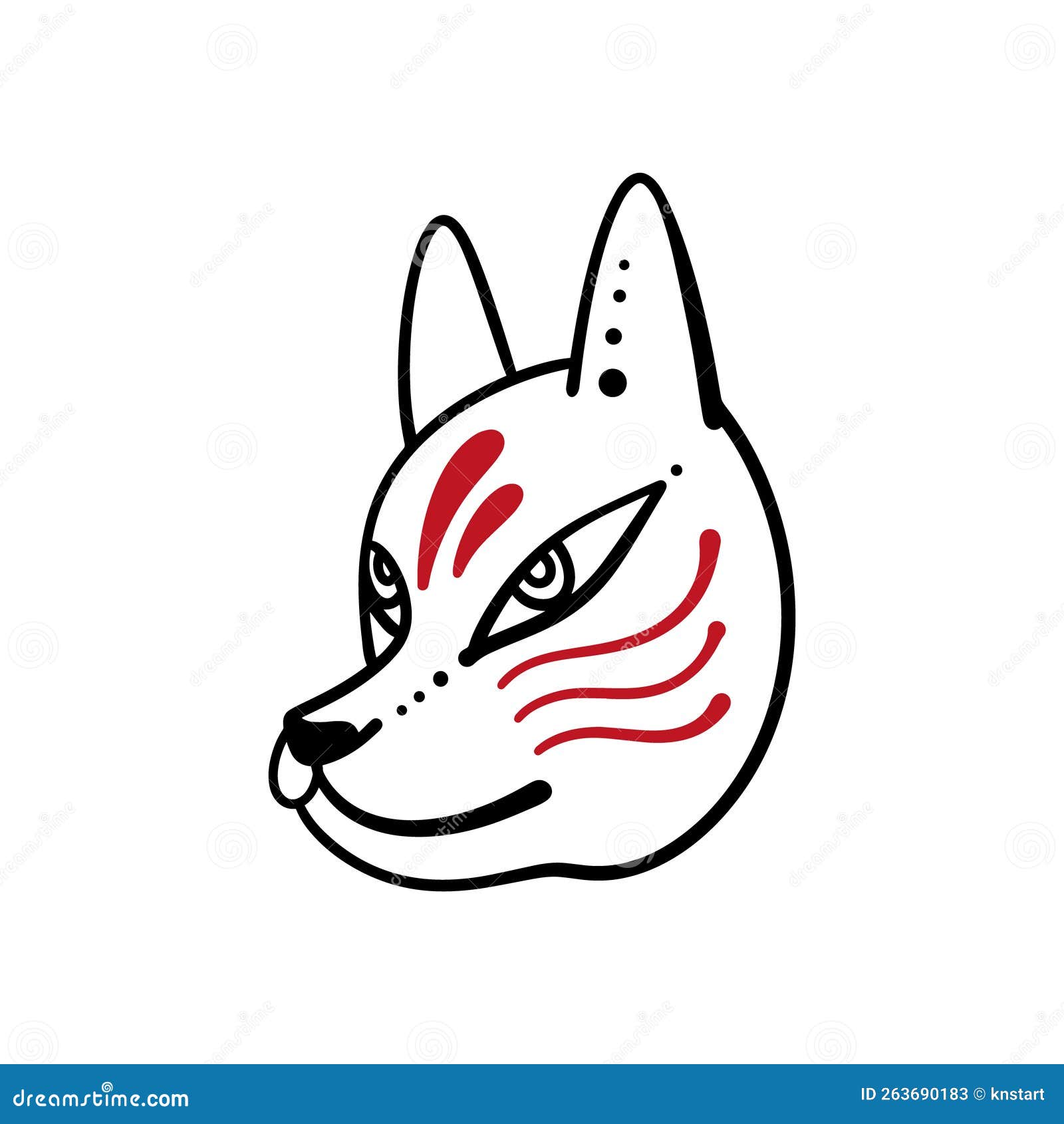 Traditional japanese kitsune mask vector icon illustration