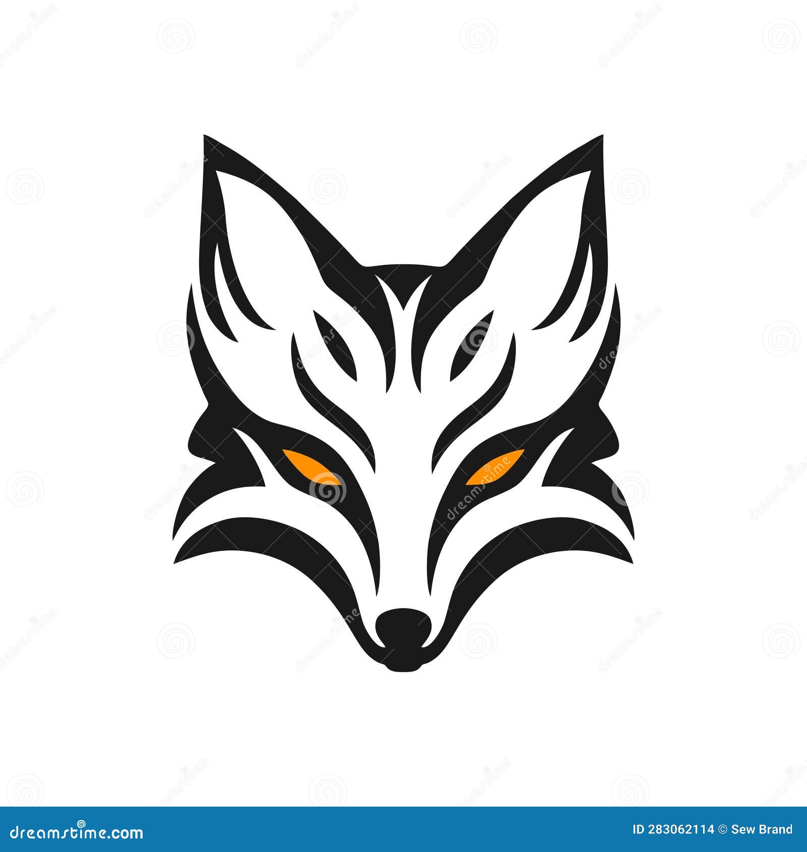 Kitsune Logo Of Fox Face Clip Art Vector Illustration | CartoonDealer ...