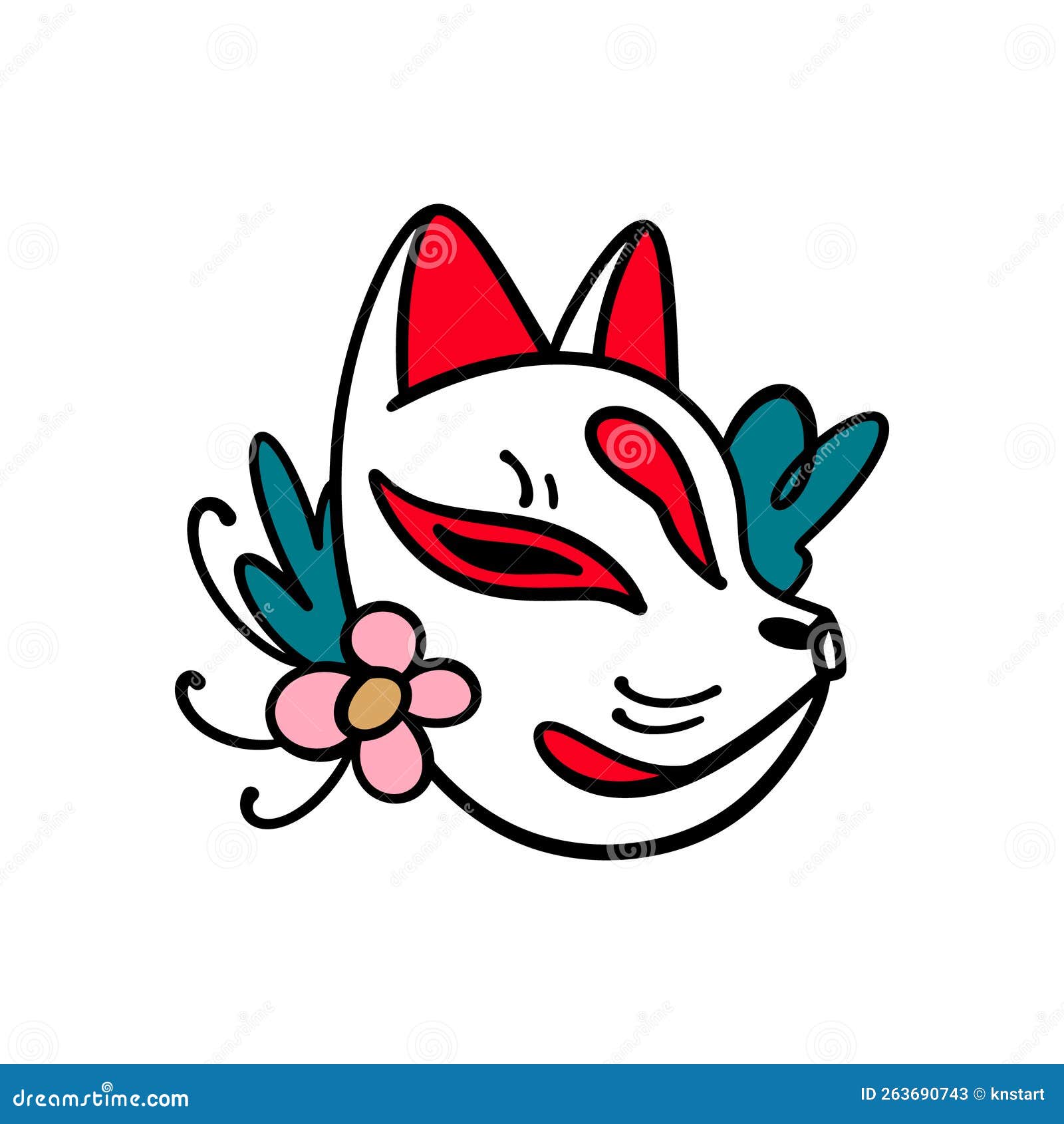 Kitsune Mask Artwork with Sakura Flower, Traditional Culture Japanese ...