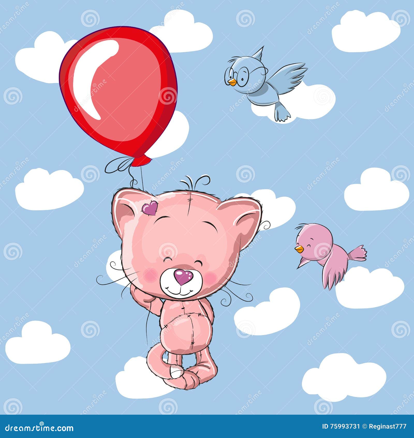 Kitten with balloon stock vector. Illustration of computer - 75993731