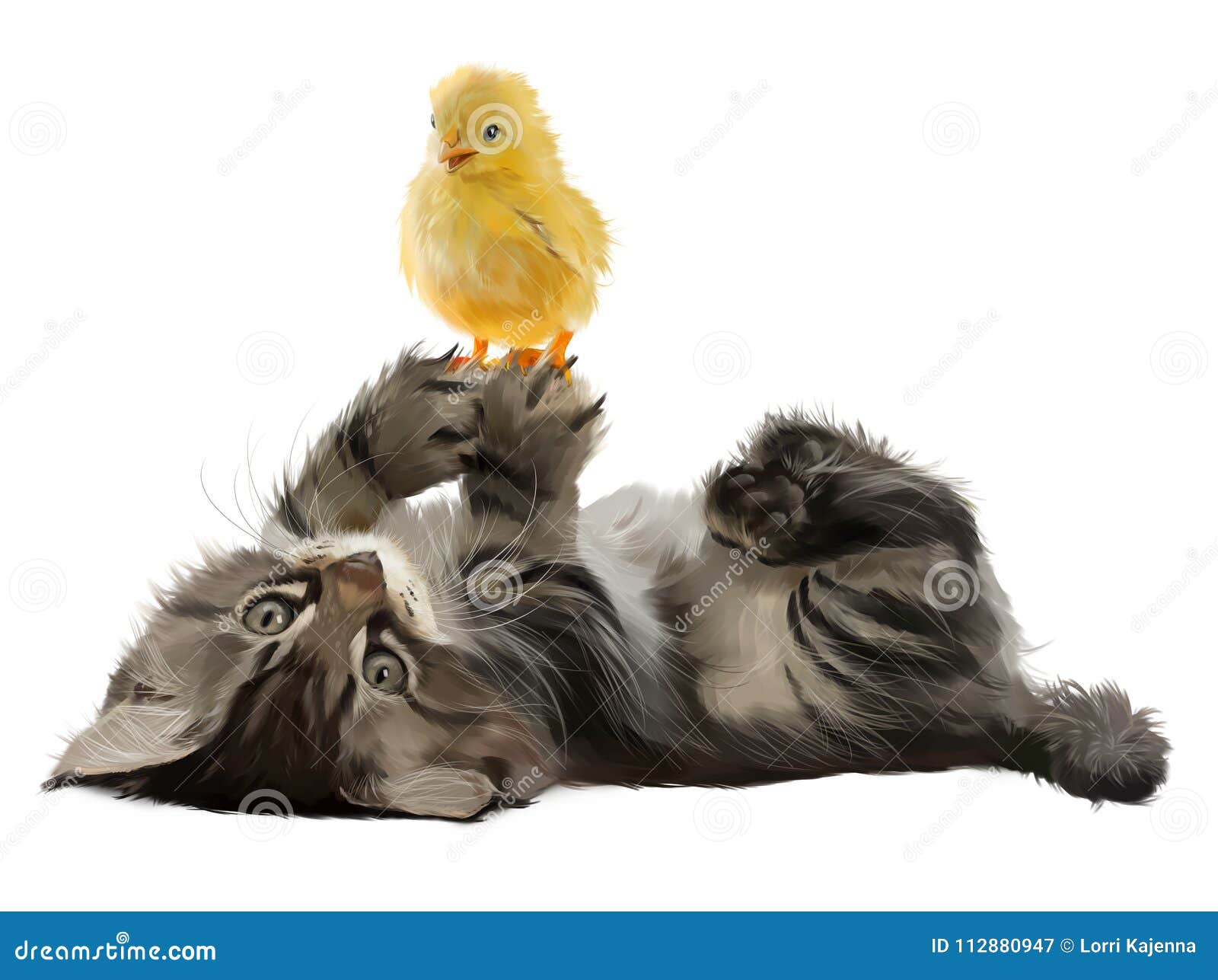 kitten and chicken