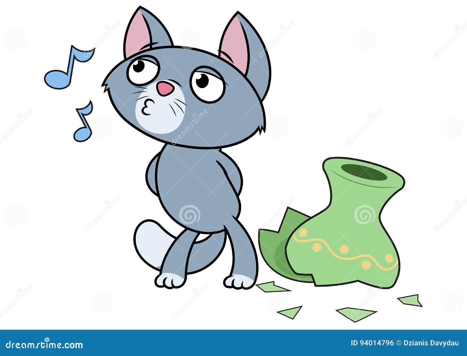 Kitten has broken a vase stock vector. Illustration of mischief 94014796