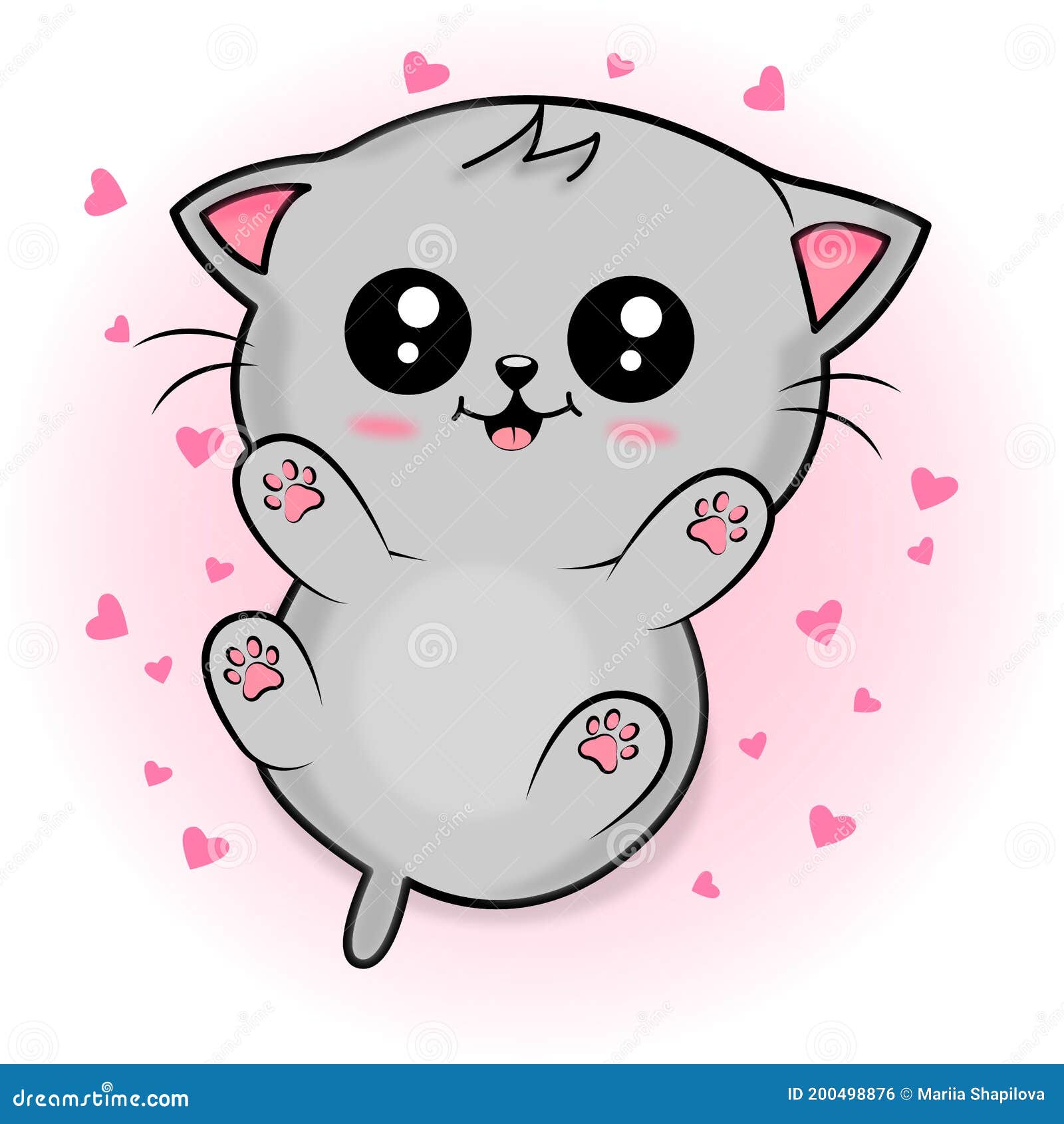 Cute Little Kitty. Funny Baby Kitten. Flat Design Stock Vector ...