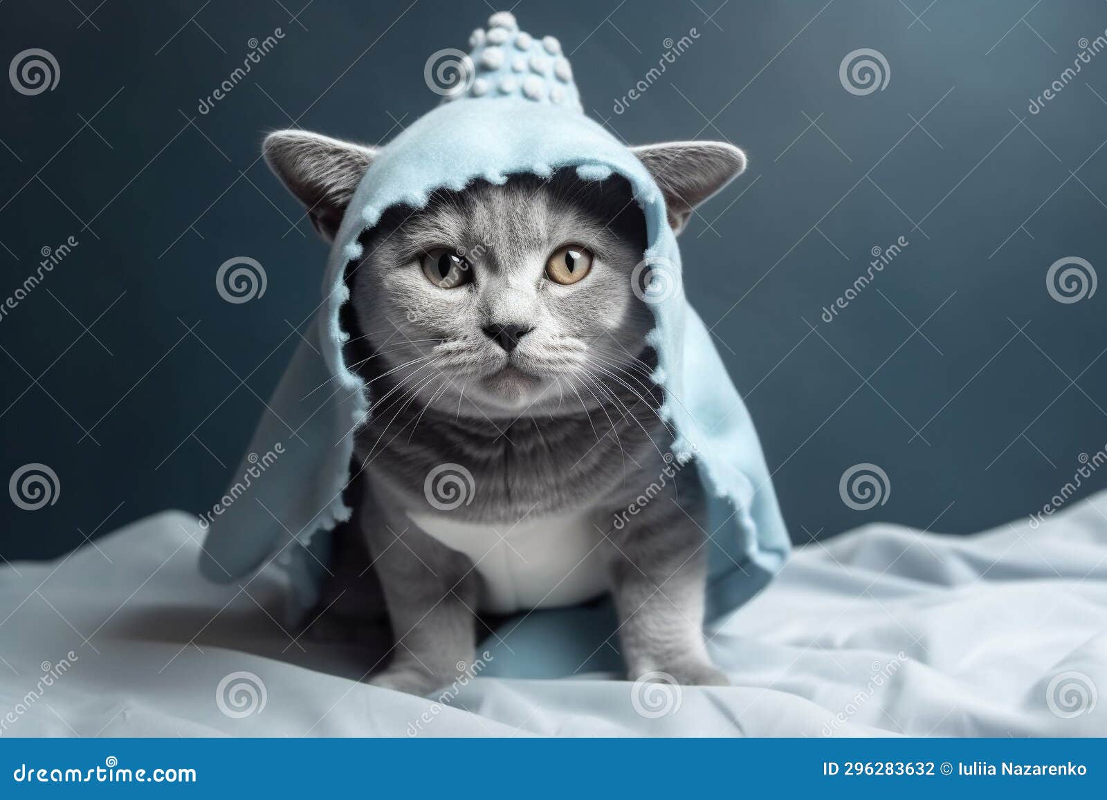 A Kitten in a Shark Costume. AI Generated Stock Photo Image of