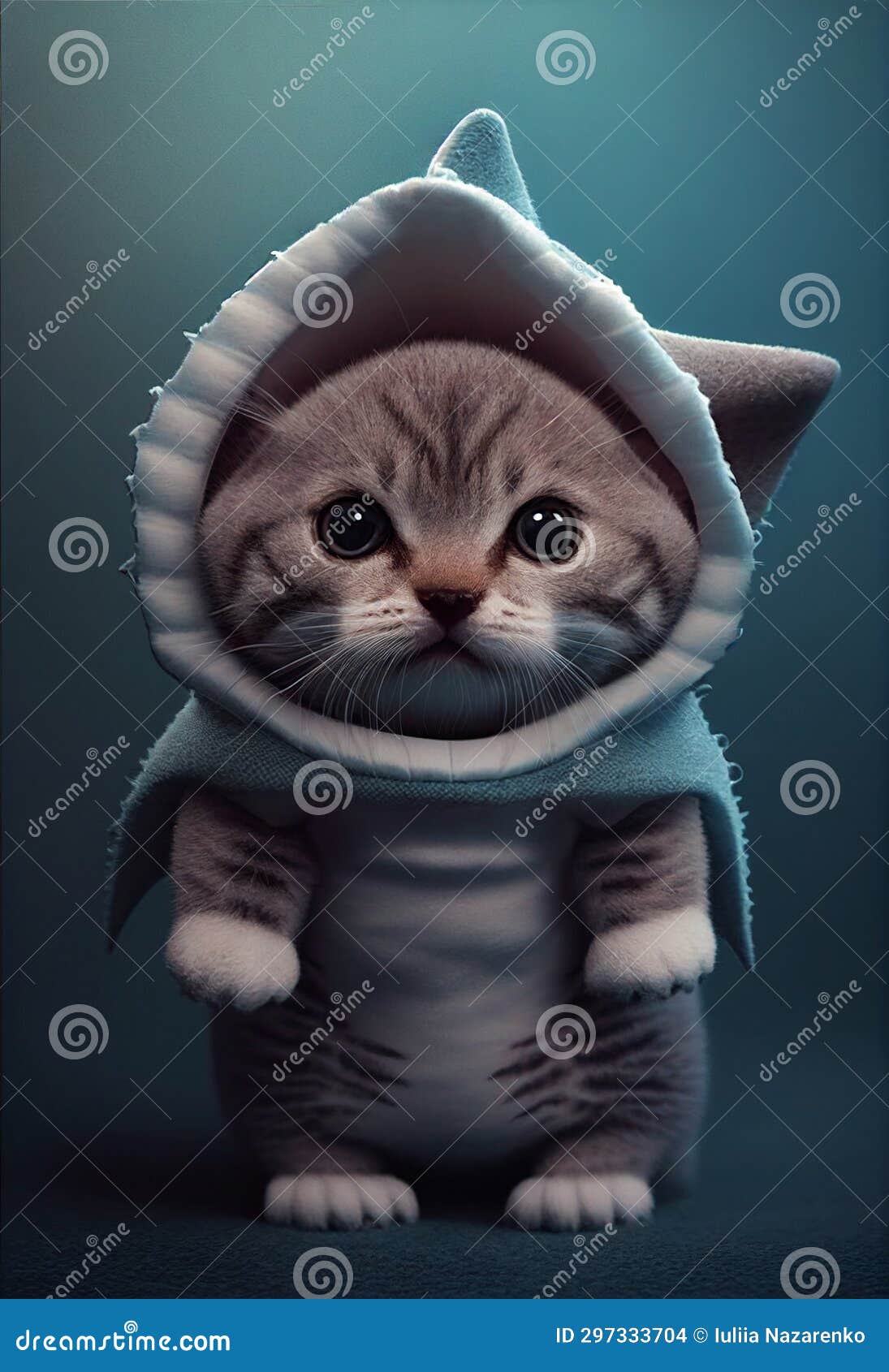 A Kitten in a Shark Costume. AI Generated Stock Photo Image of shark