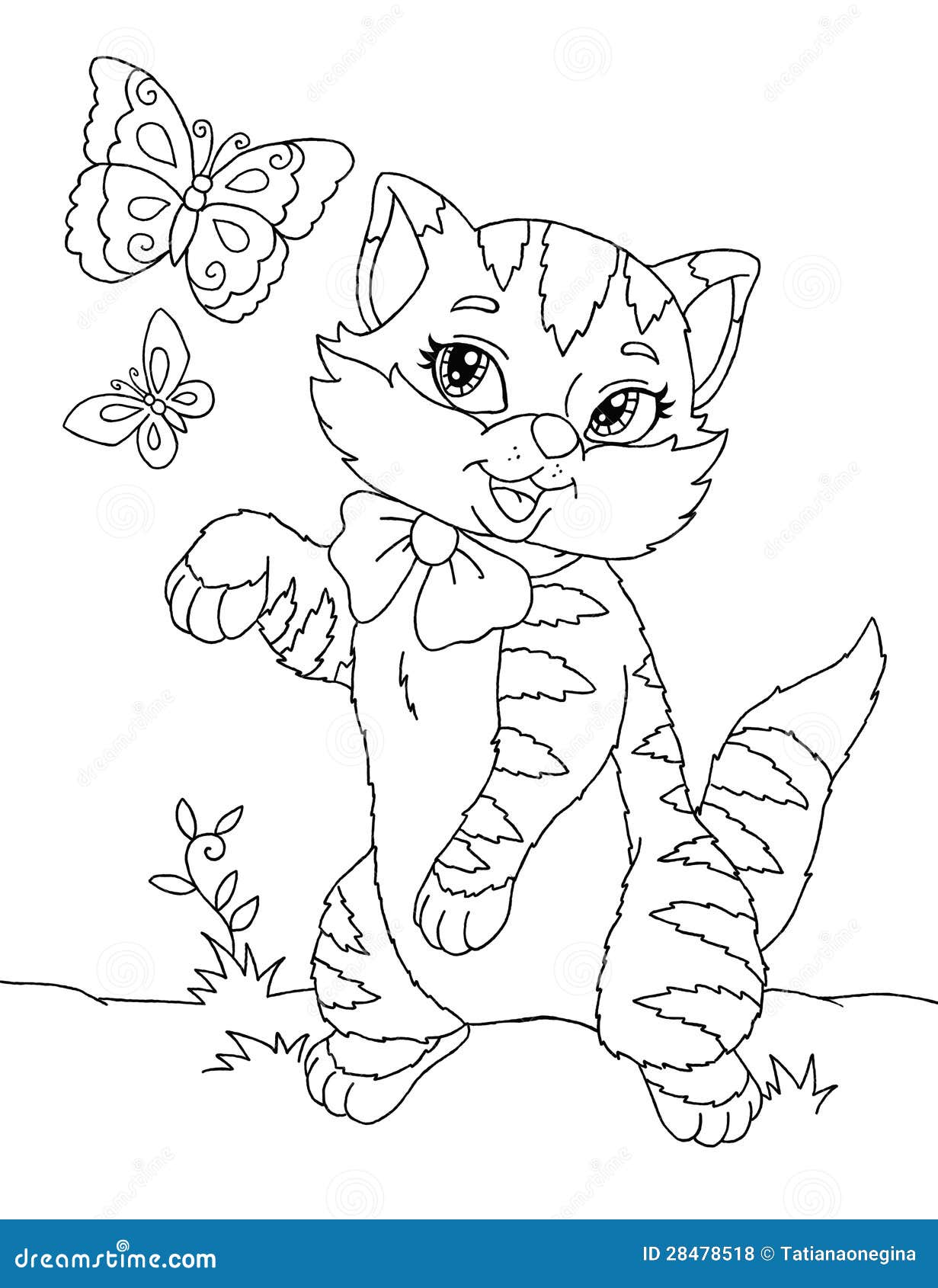 Kitty coloring page stock illustration. Illustration of funny - 28478518