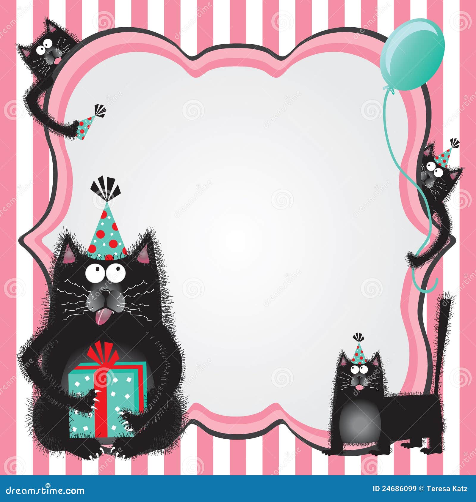 Kitty Cat Birthday Party Invitation Stock Vector - Illustration of card,  pets: 24686099