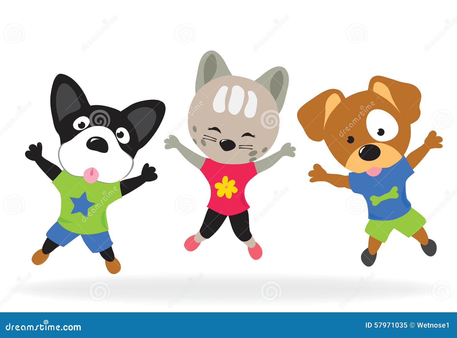 Kitty And Puppies Doing Jumping Jacks Stock Vector Image 57971035