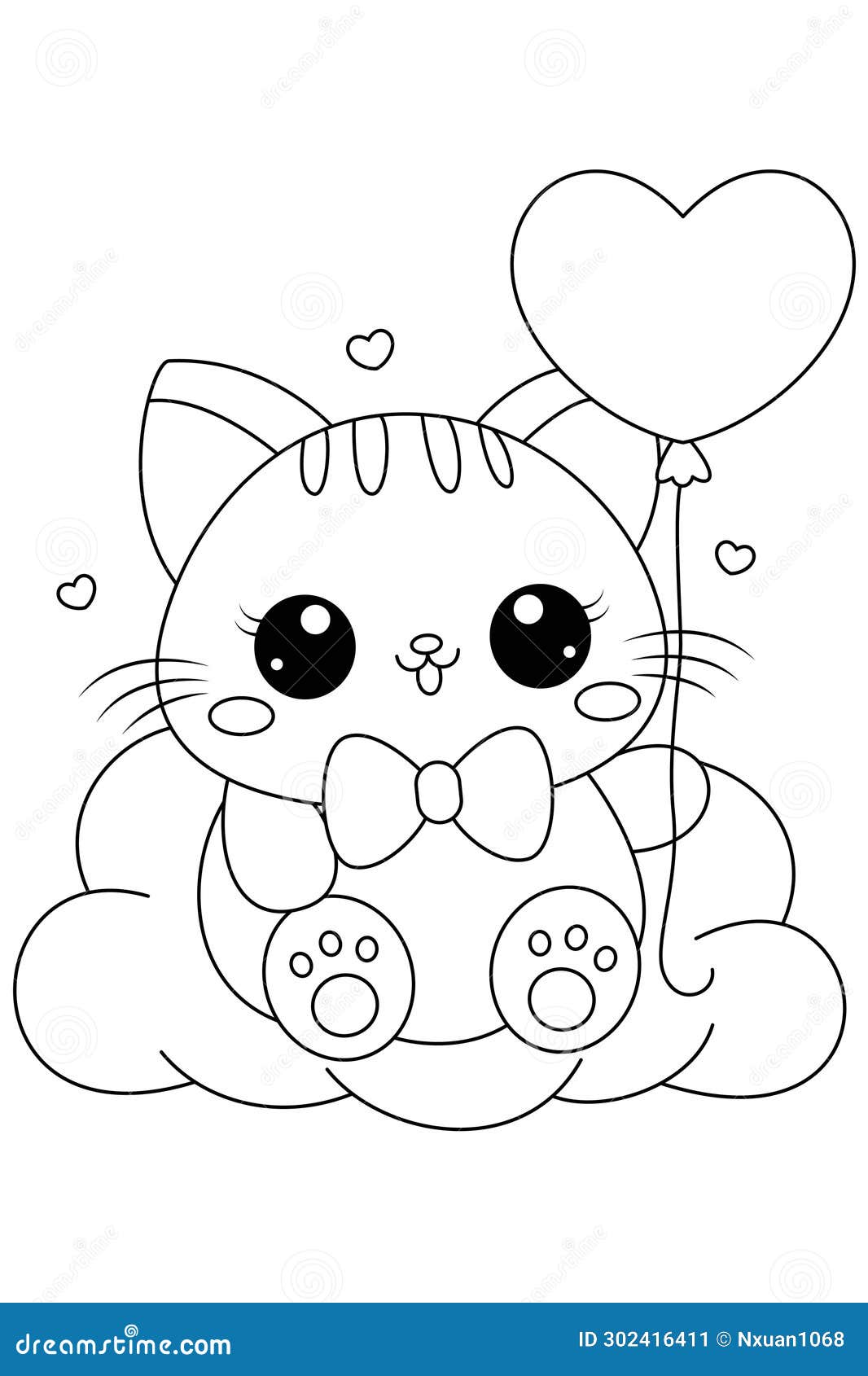 Cute Kitty Cartoon Coloring Page Stock Vector - Illustration of diagram