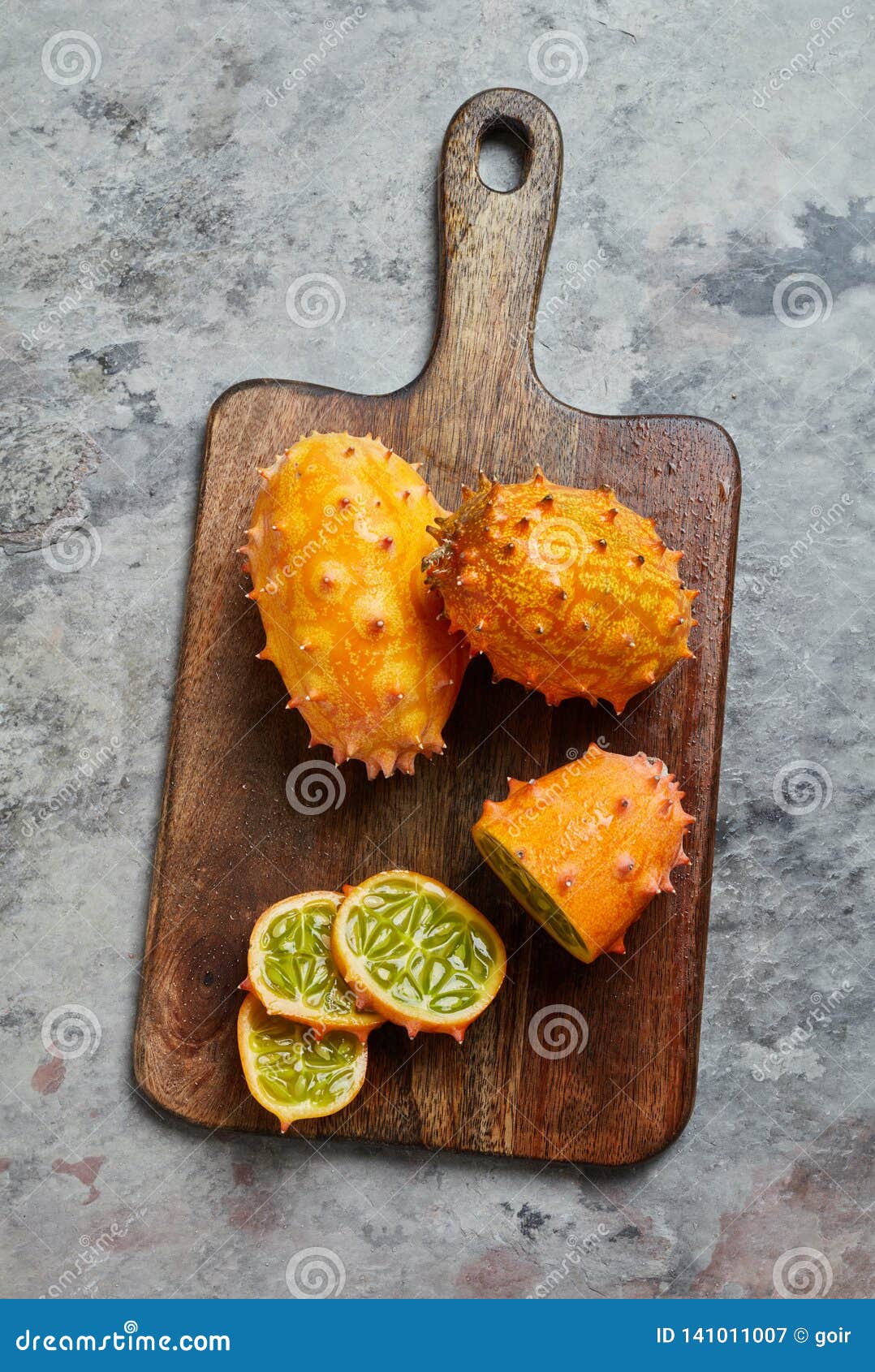 Kiwano Fruits on a Cutting Board Stock Image Image of eating