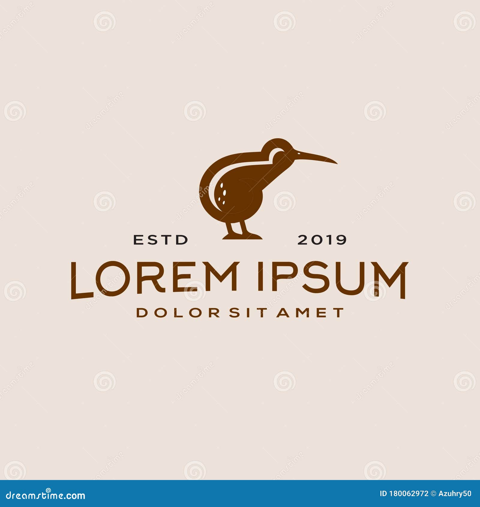 kiwi bird logo elegant luxury vintage hipster label   in trendy line linear negative space style