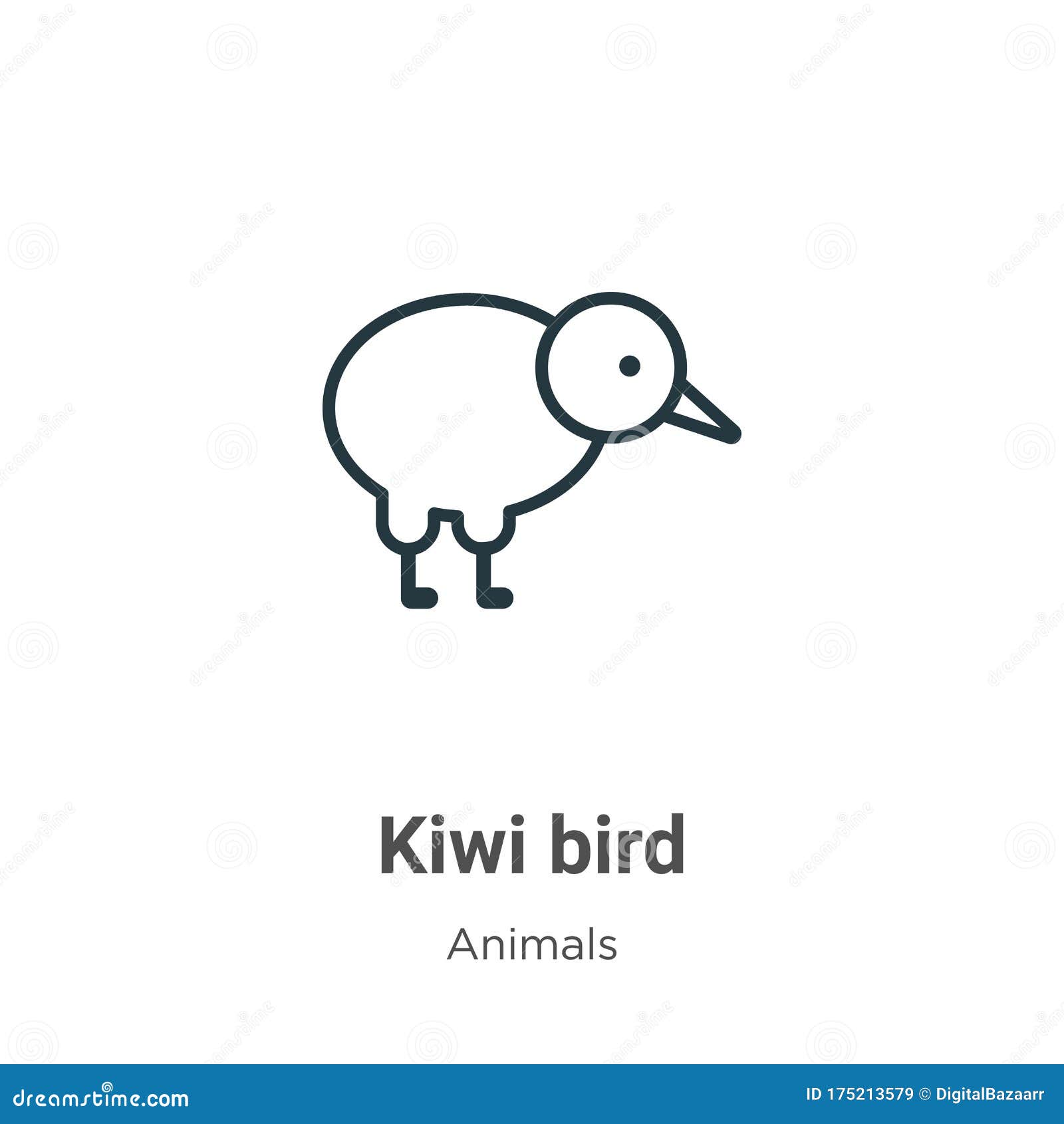 kiwi bird outline  icon. thin line black kiwi bird icon, flat  simple   from editable animals