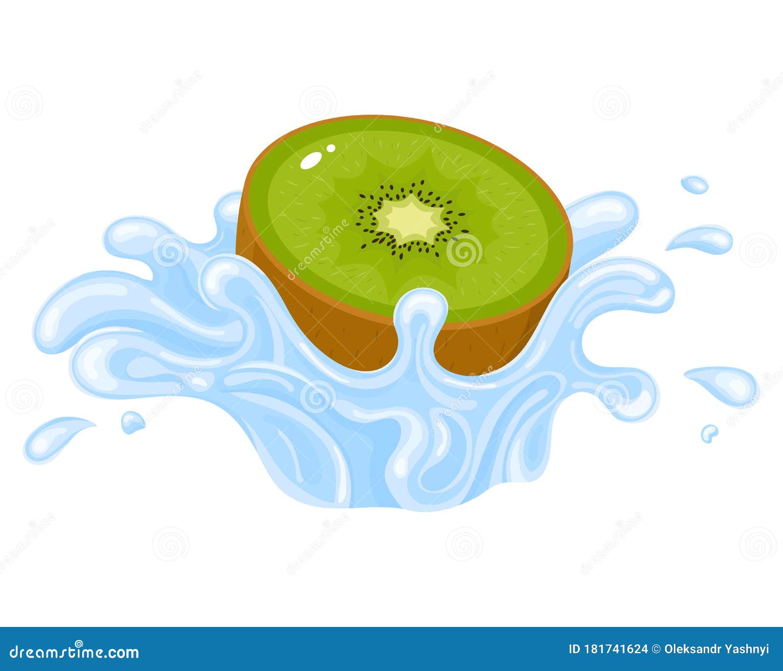 Kiwi Fruit Juice. Fresh Kiwifruit Water Splash Isolated on White