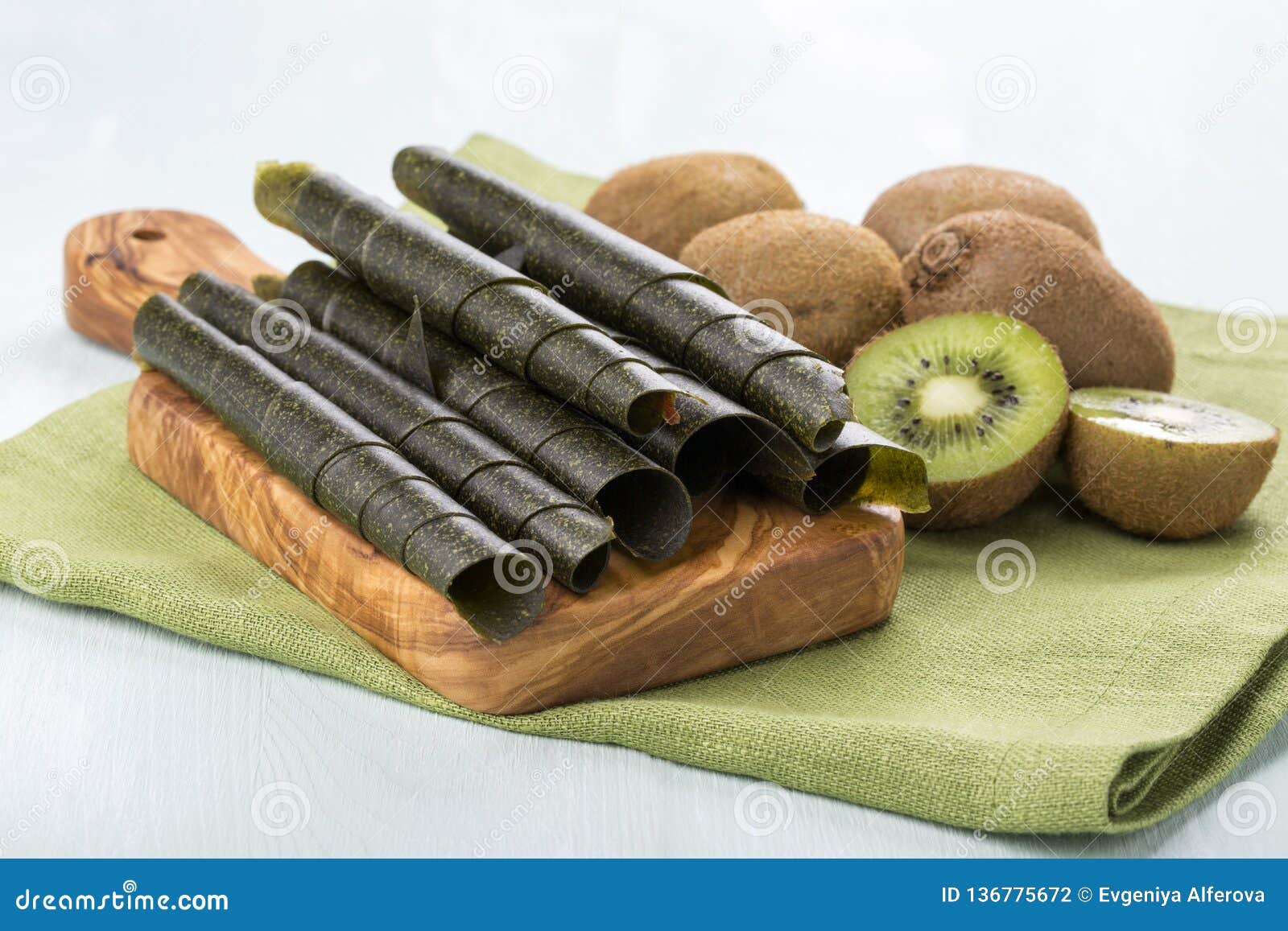 Kiwi fruit leather rolls stock photo. Image of slice 136775672