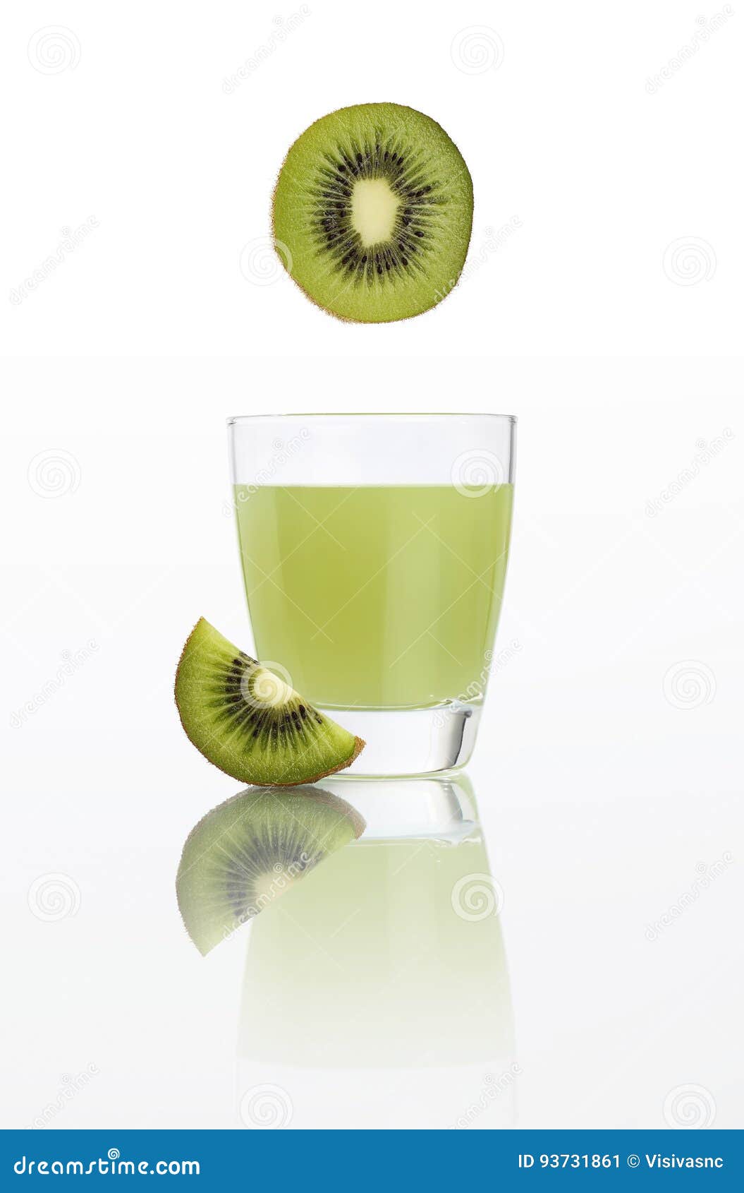 kiwi juice in glass  on white