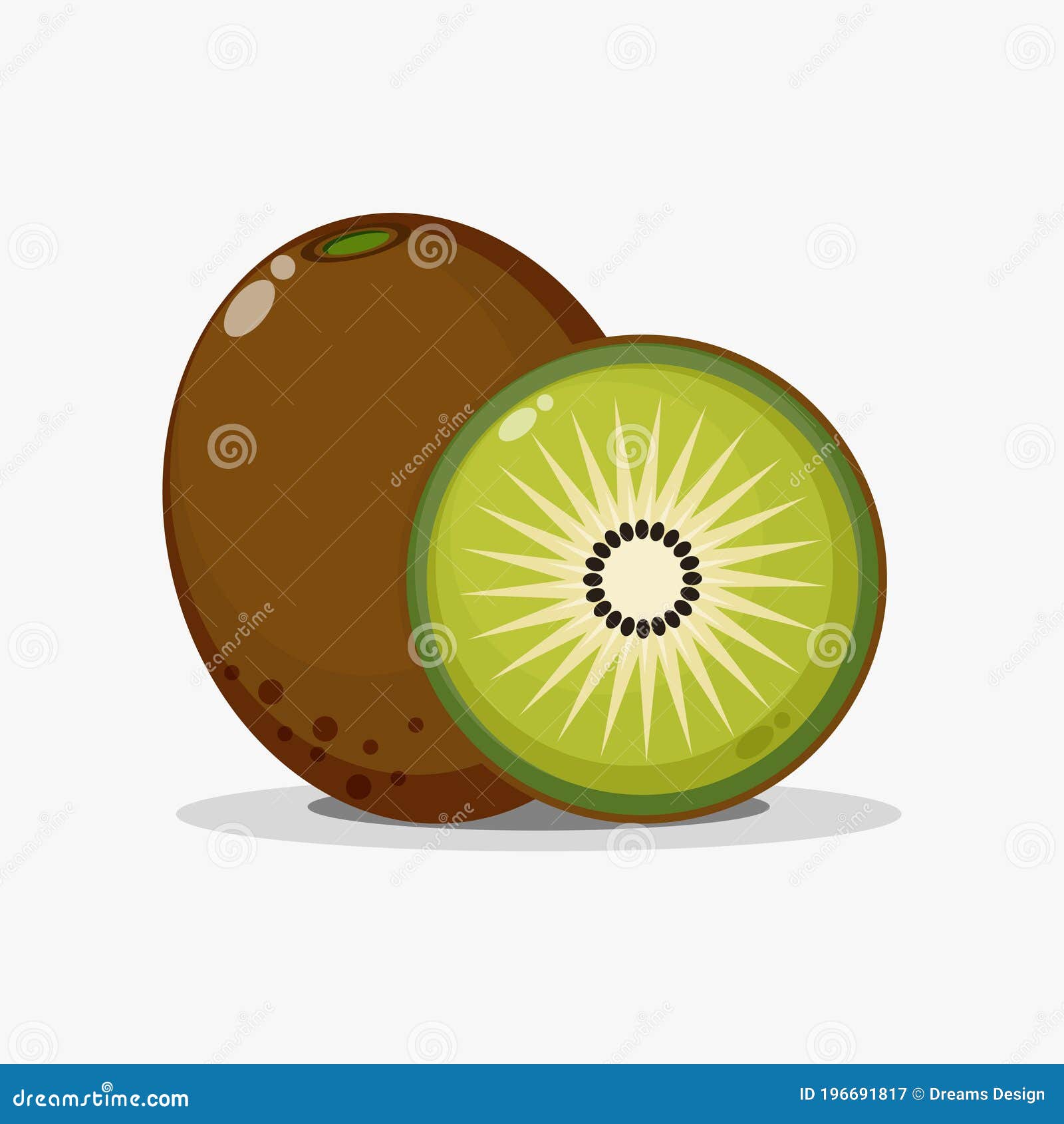 Kiwifruit and kiwi slices stock illustration. Illustration of kiwi