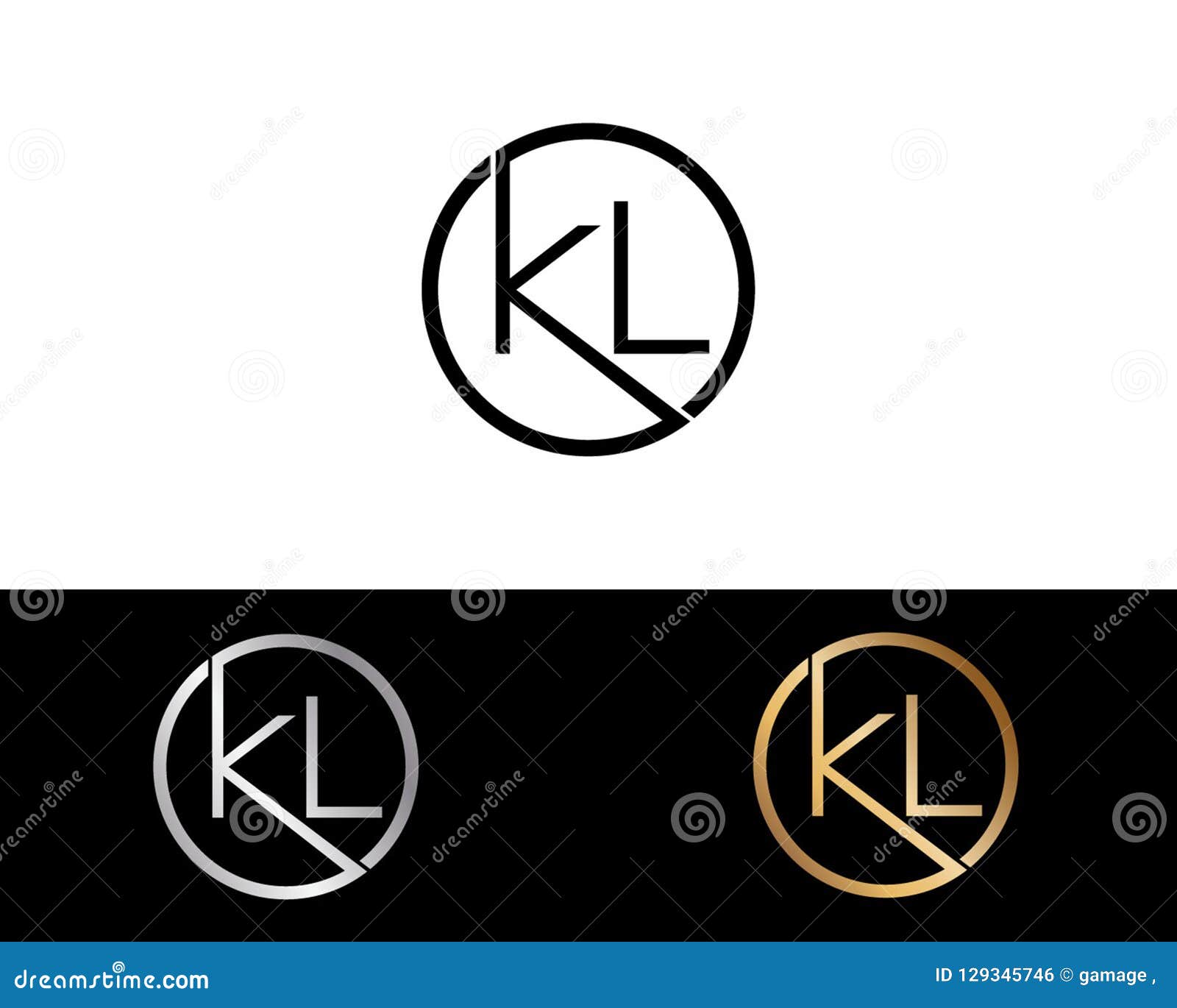 KL Circle Shape Letter Logo Design Stock Vector - Illustration of