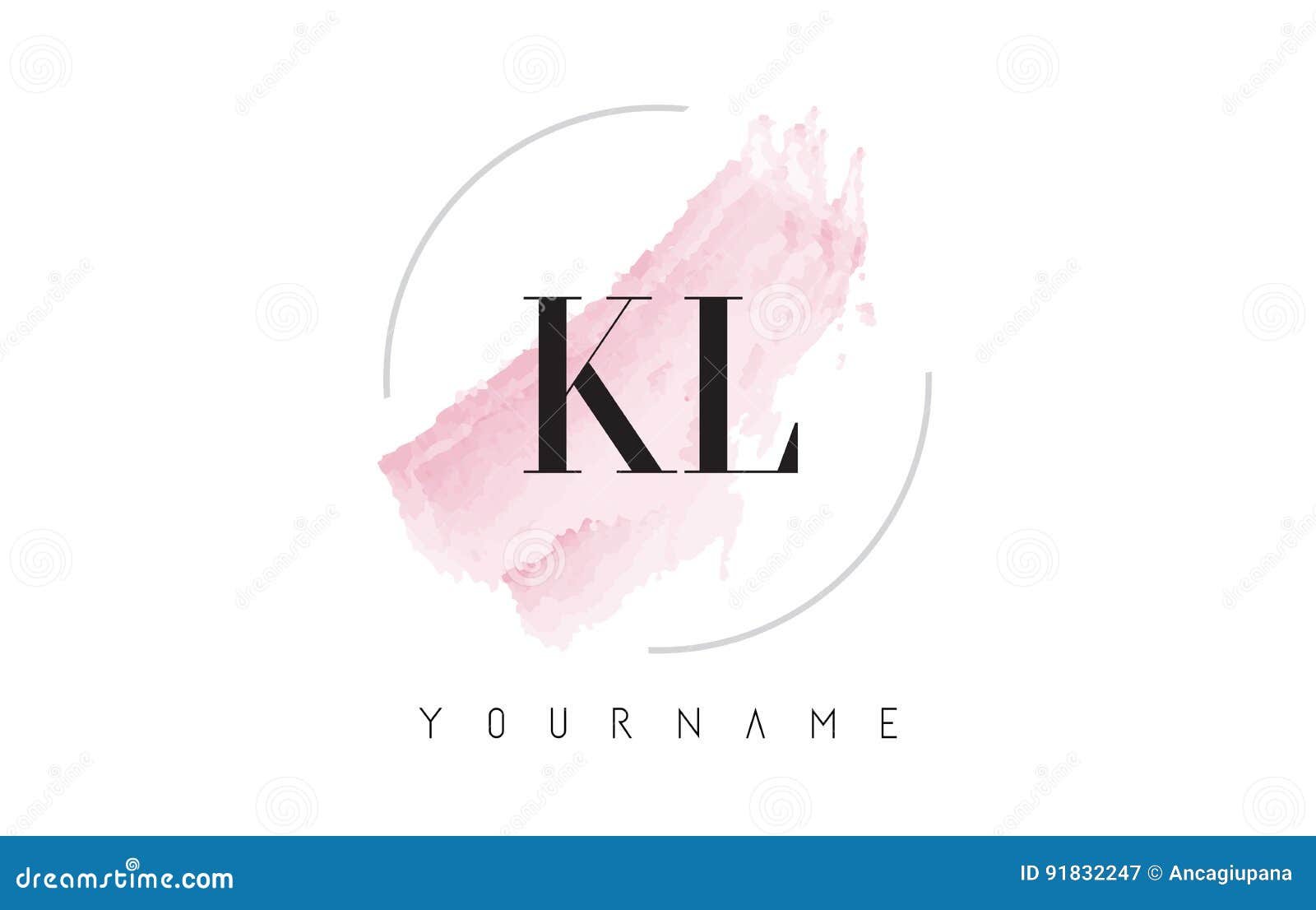 Kl K L Watercolor Letter Logo Design With Circular Brush Pattern Stock Vector Illustration Of Company Logo