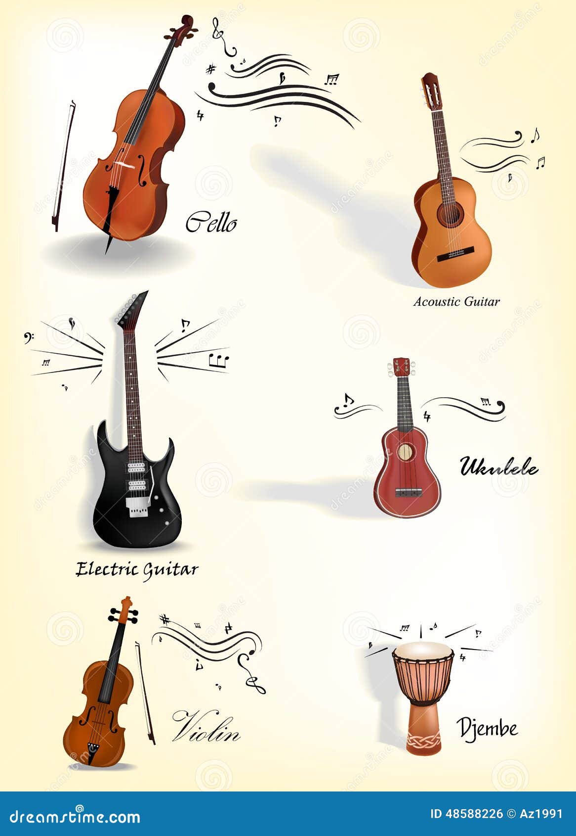 Klassieke Muziekinstrumenten Vector Illustratie Illustration baarzen, band: 48588226