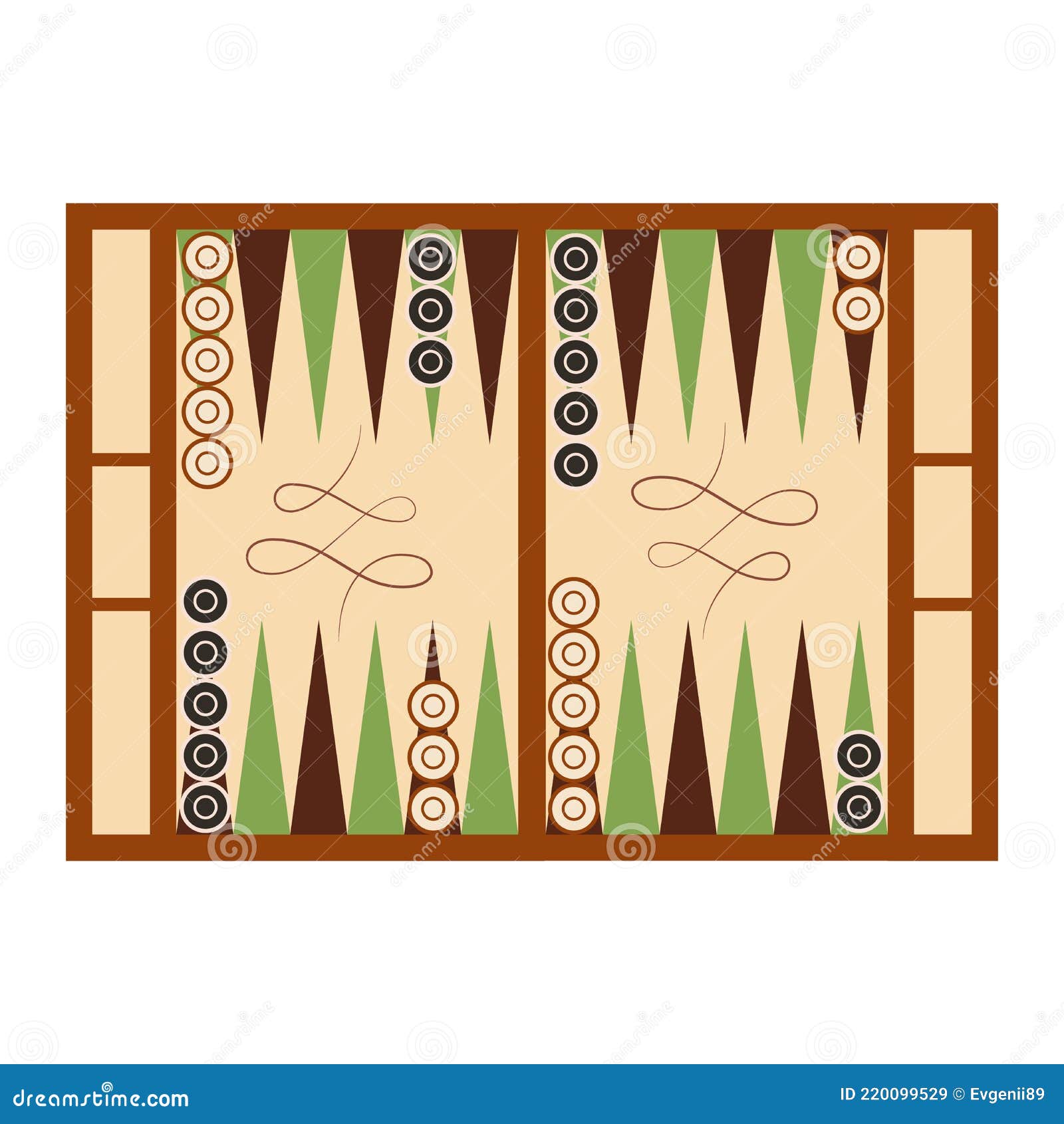 Klassische Backgammon Spiel Feld in Startposition Auf Weiß Vektor Abbildung  - Illustration von spielen, einstellen: 220099529