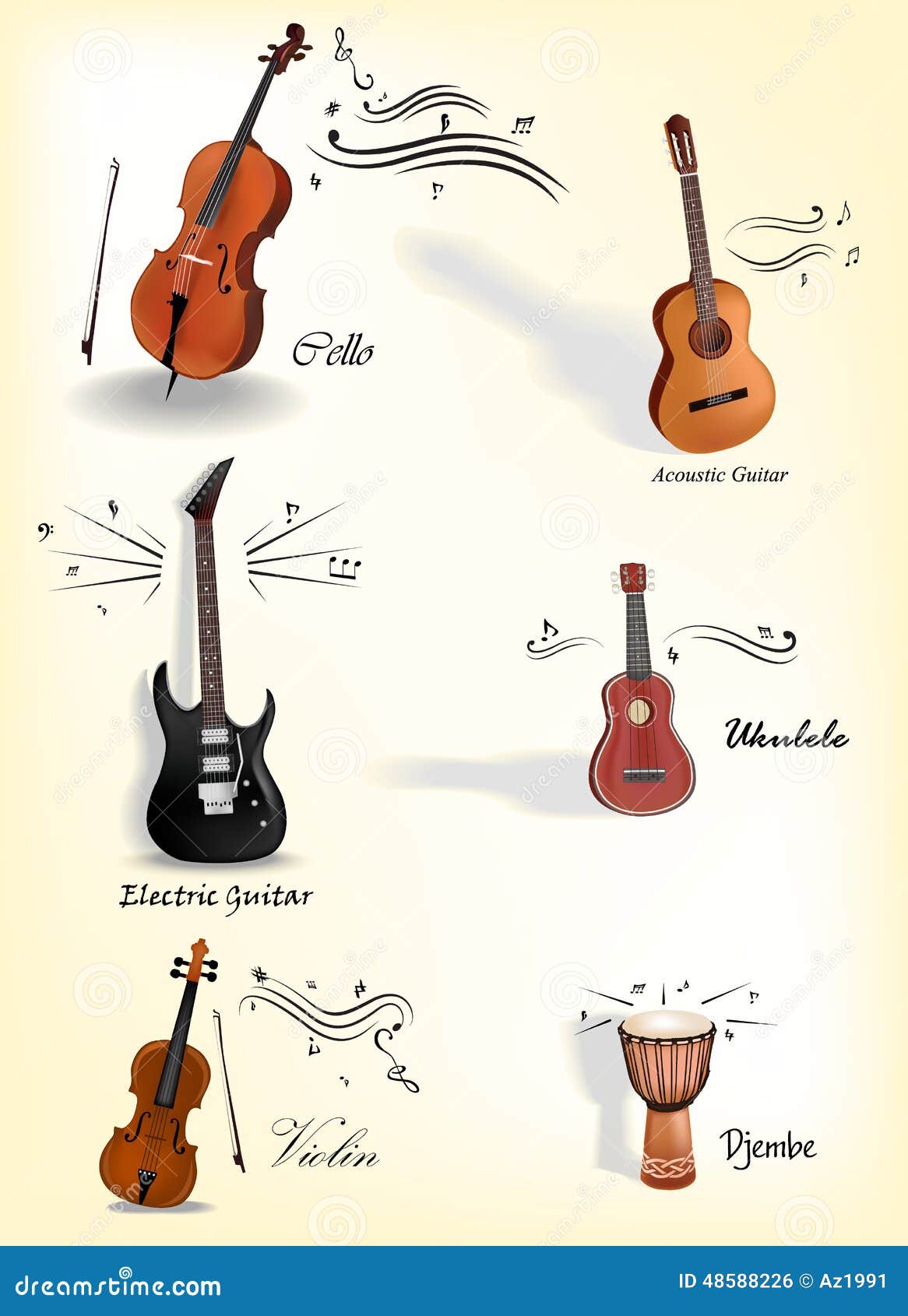 Klassische Musikinstrumente Vektor Abbildung Illustration Von Barsch Hintergrund 48588226