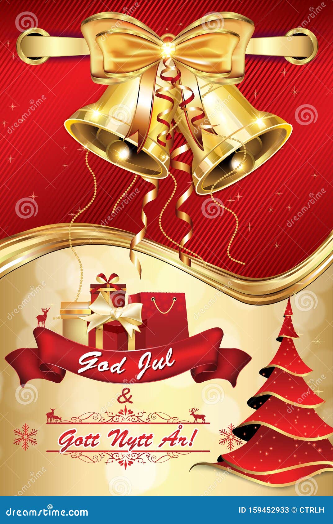 Klassische Weihnachts Und Neujahrskarte Mit Text In Englisch Und Schwedisch Stock Abbildung Illustration Von Weihnachts Klassische