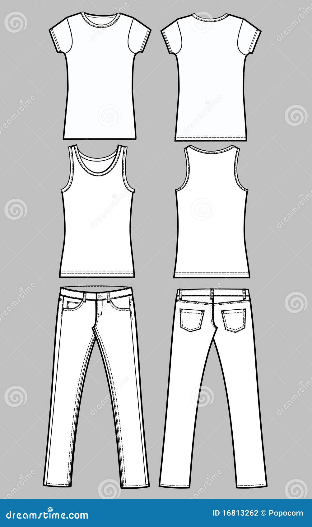 Kleidskizze für Stückleinen und -jeans
