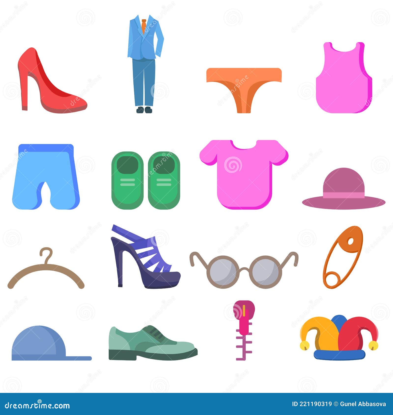 https://thumbs.dreamstime.com/z/kleidung-clip-art-set-mit-kleid-schuhe-mode-elemente-frau-ferse-vektor-kunst-221190319.jpg