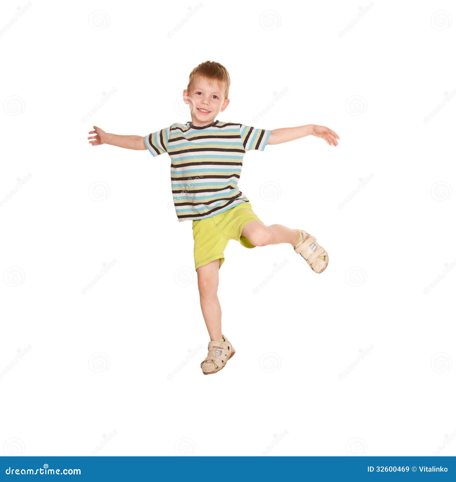 Kleiner Junge in Gestreiftem TShirt Tanzen. Stockbild Bild von junge