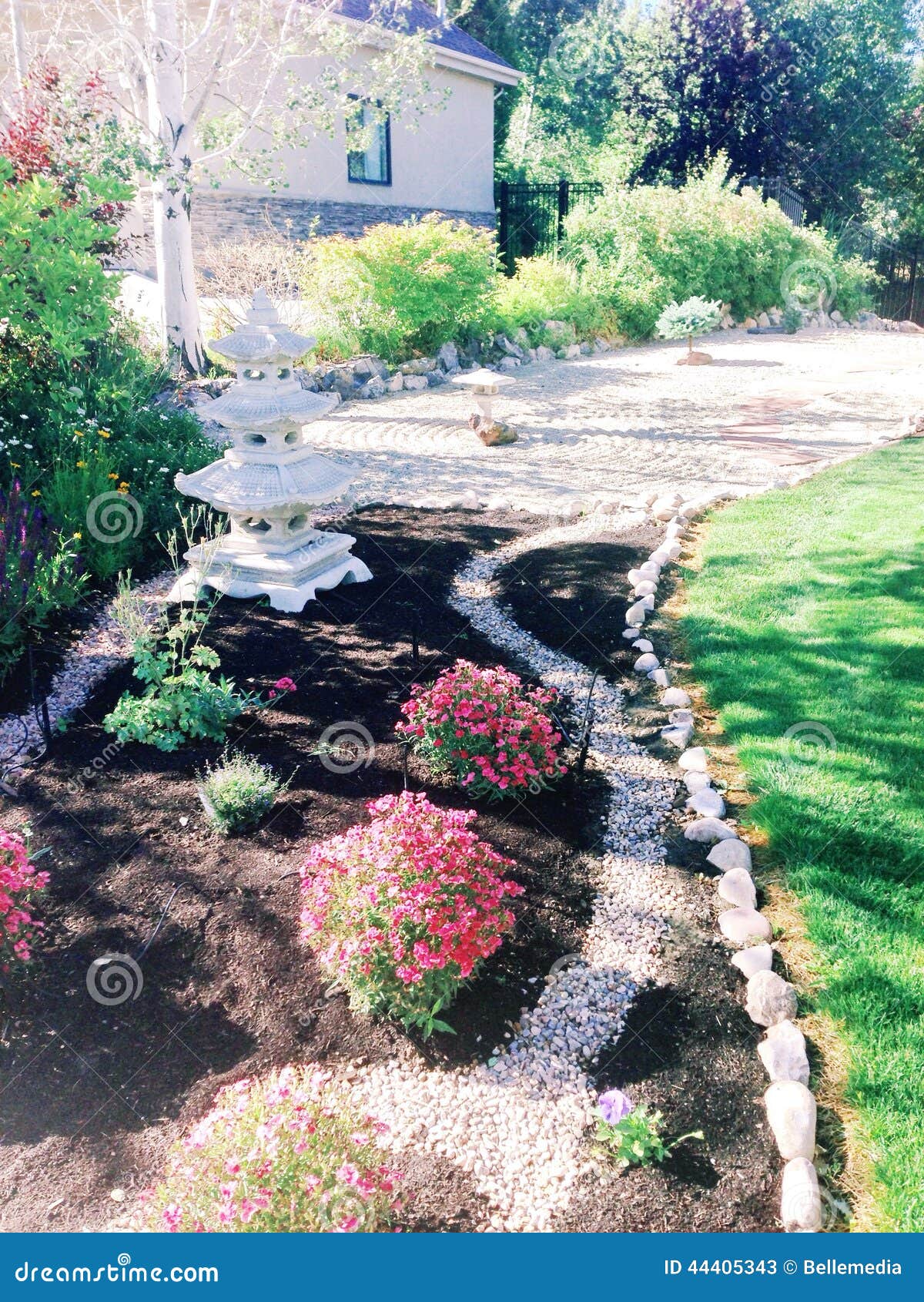 Kleiner Zengarten Stockbild Bild Von Yard Frontseite 44405343