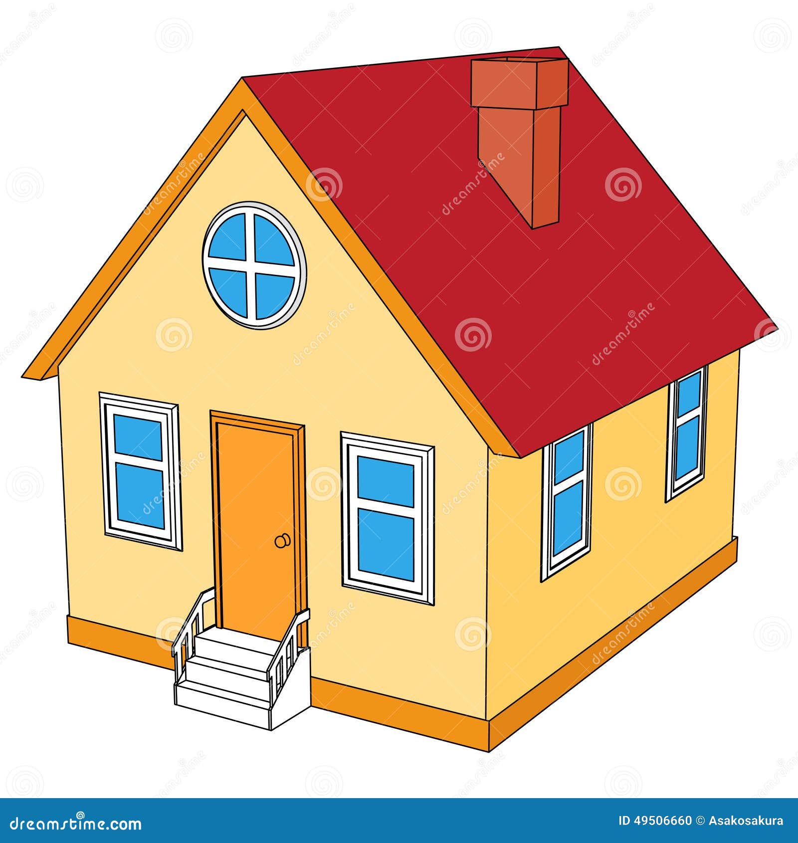 Kleines Haus Mit Rotem Dach Vektor Abbildung - Illustration von