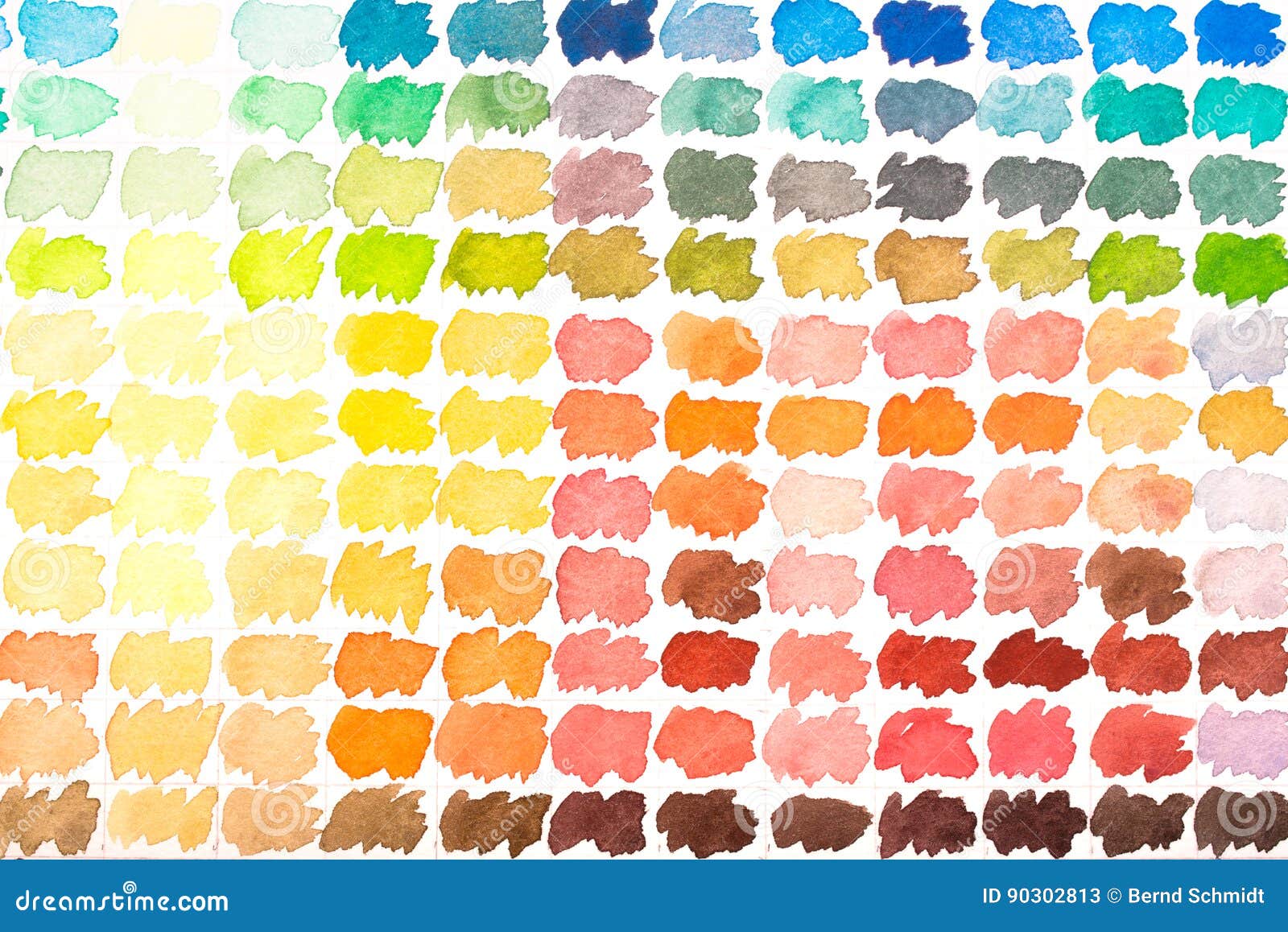 Kleurenpalet Met Geel, Groenachtig Blauwe Watercolours En Ora Stock Afbeelding - of plons, achtergrond: 90302813