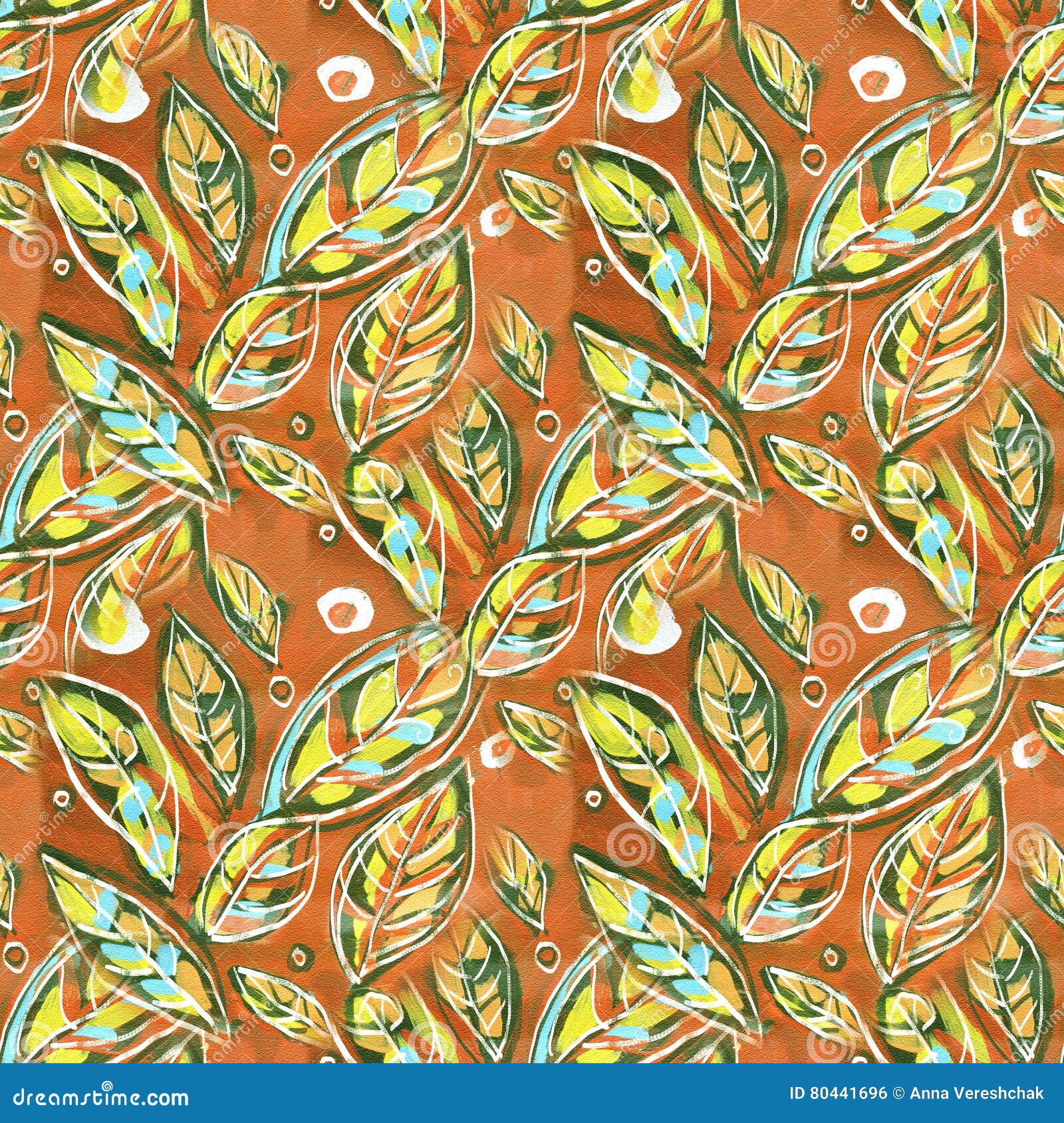 Kleurrijke Achtergrond Met Bladeren, Het Acryl Schilderen De Abstracte Achtergrond Van Het Gebladerte Patroon Stock Illustratie - of grafisch, bloem: 80441696