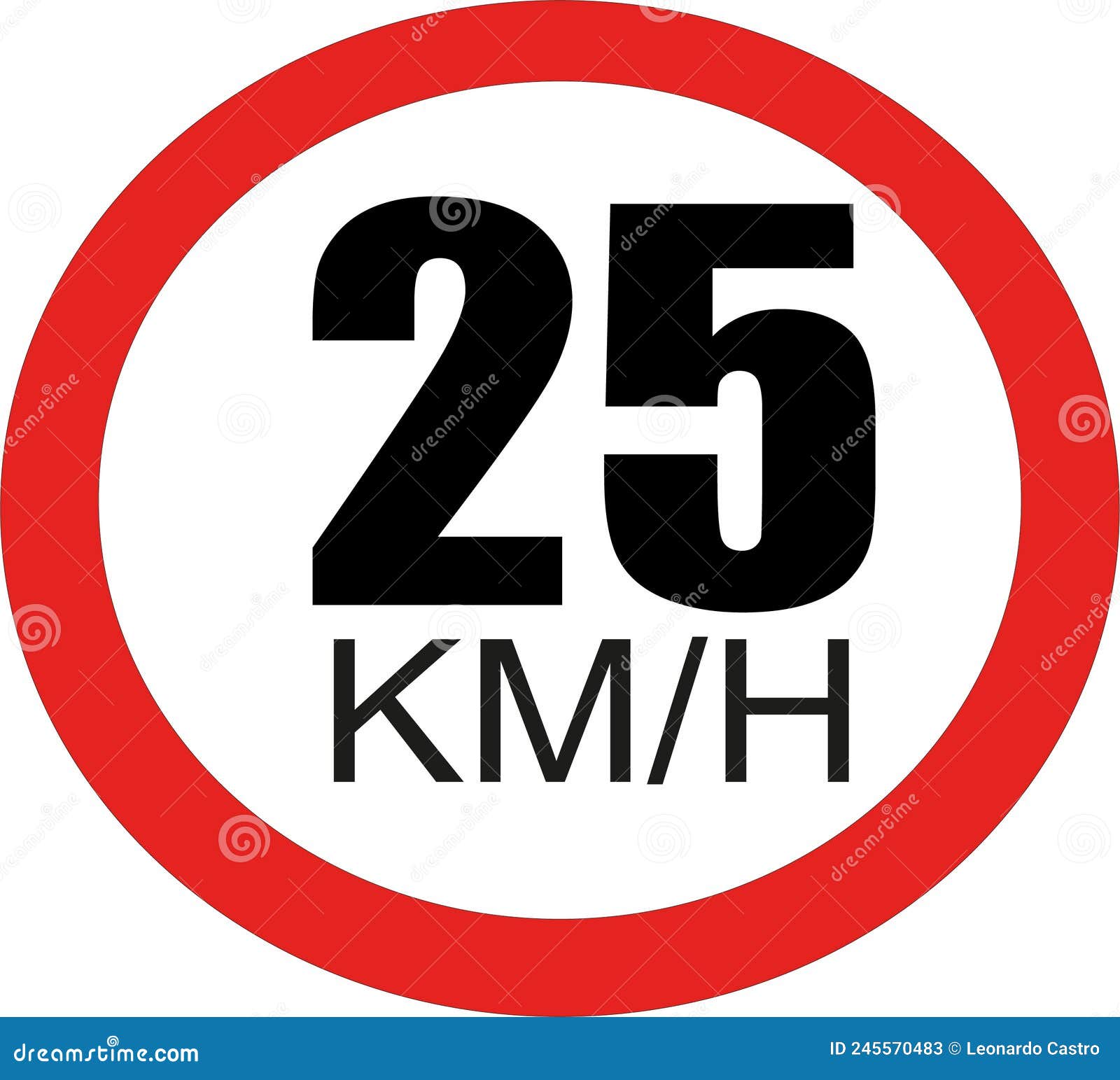 25 km per hour road sign stock illustration. Illustration of plate -  245570483