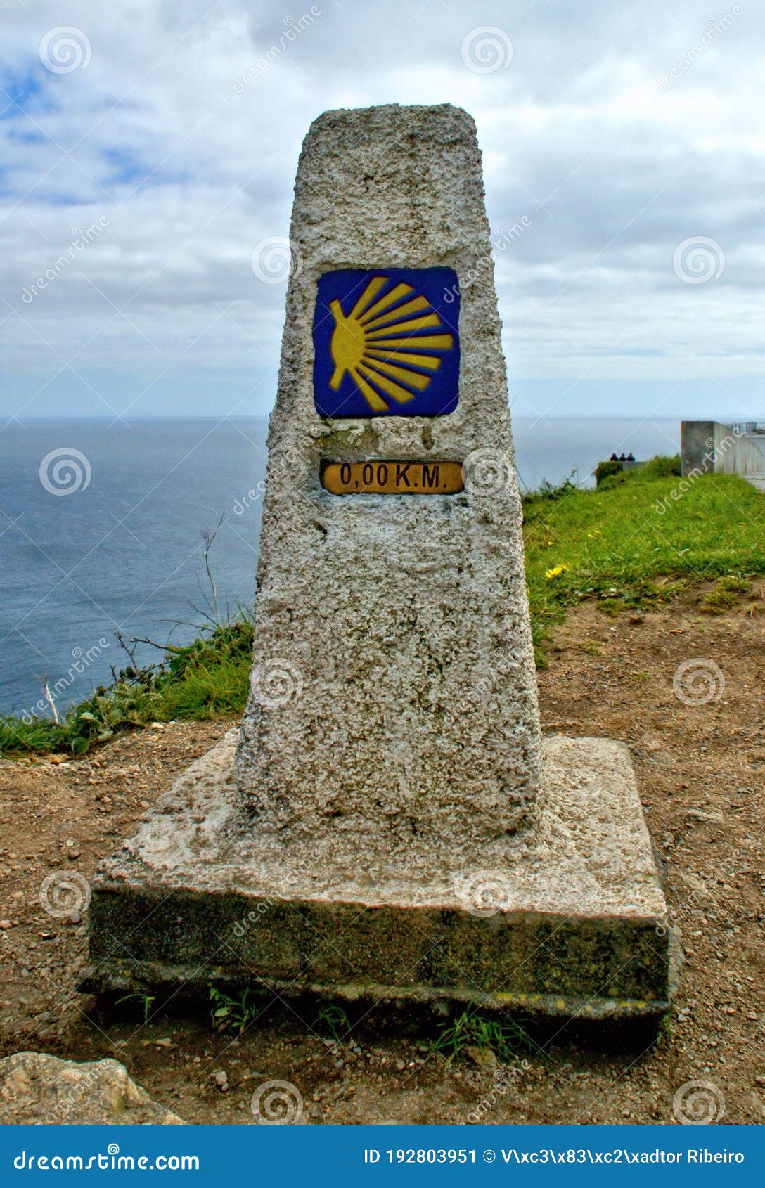 km 0 milestone on the road to santiago, in finisterre