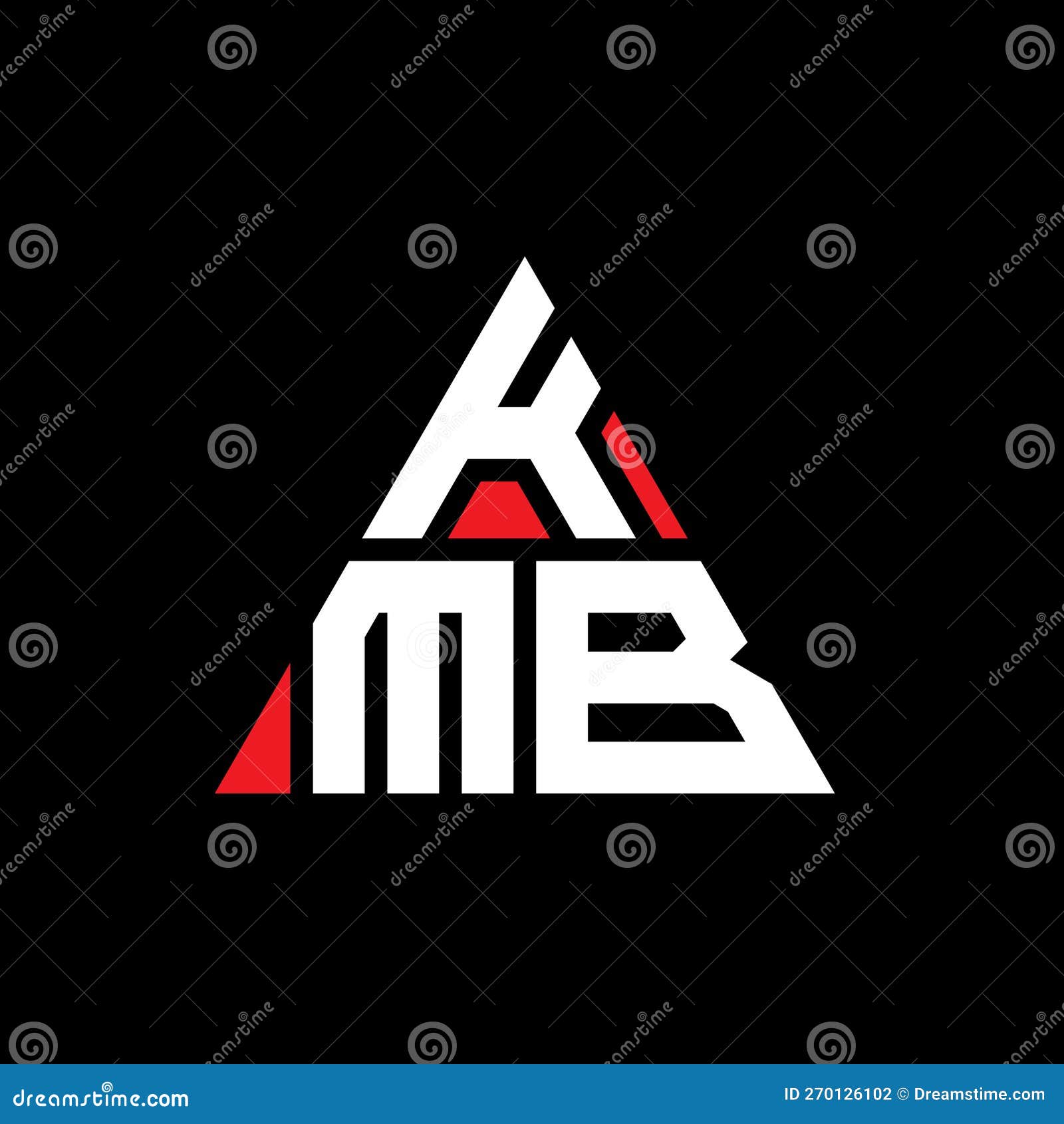 kmb triangle letter logo  with triangle . kmb triangle logo  monogram. kmb triangle  logo template with red