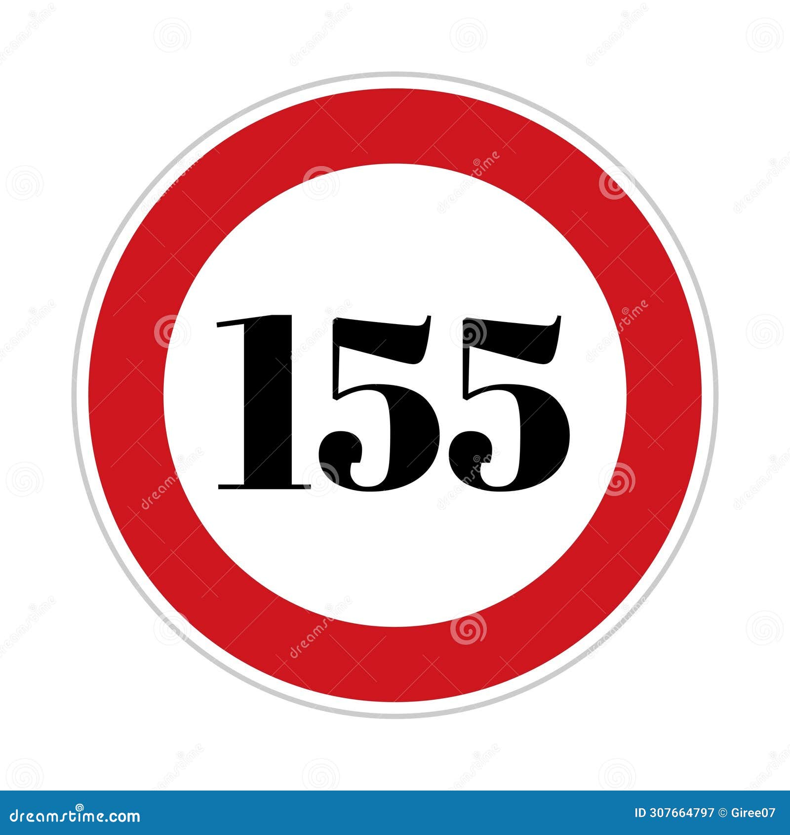 155 kmph or mph speed limit sign icon. road side speed indicator safety 