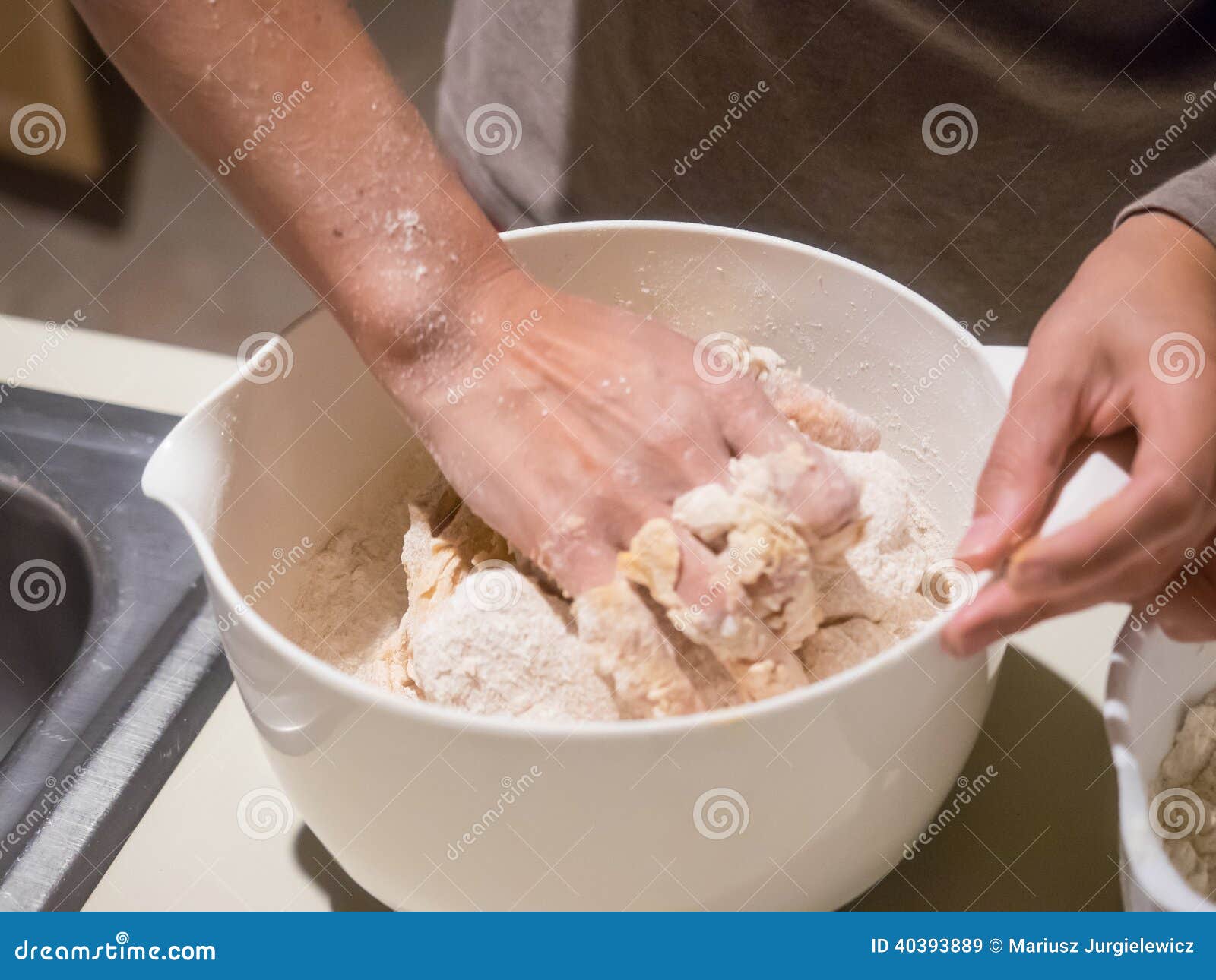 Kneading bread dough stock image. Image of homemade, food 40393889