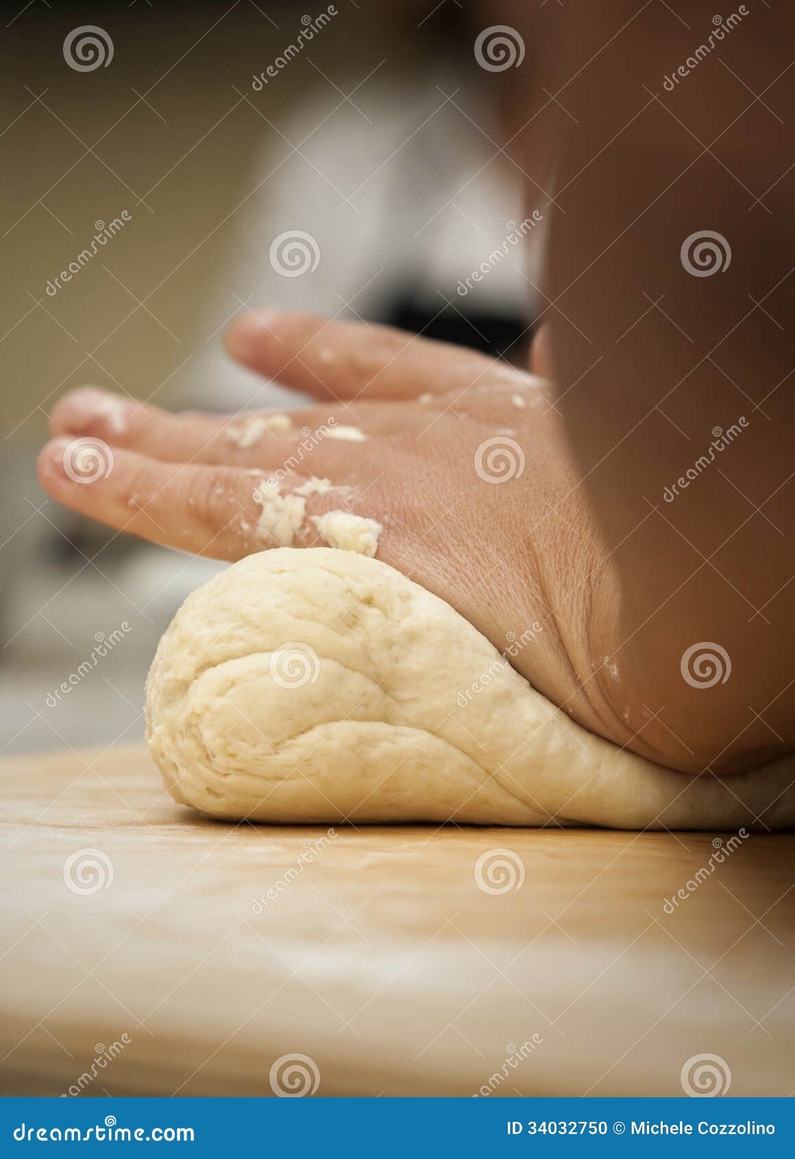 Kneading bread dough stock photo. Image of home, bread 34032750