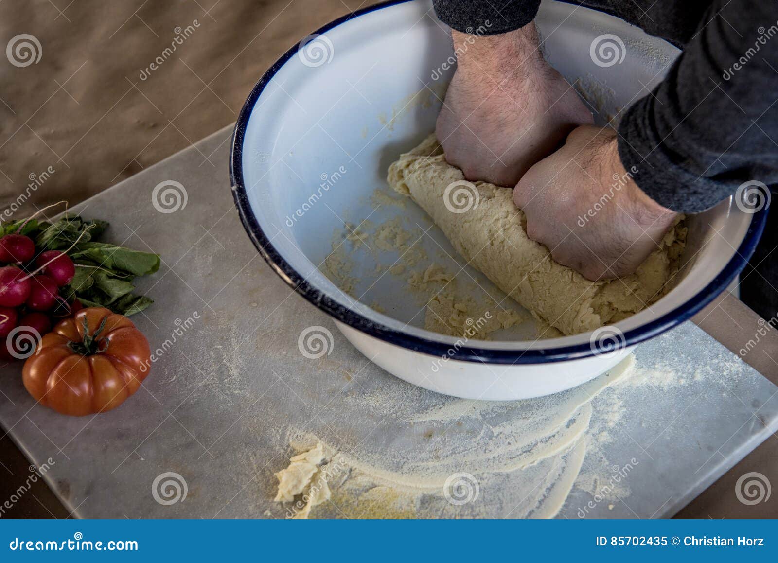 Kneading dough stock image. Image of preparation, bake 85702435
