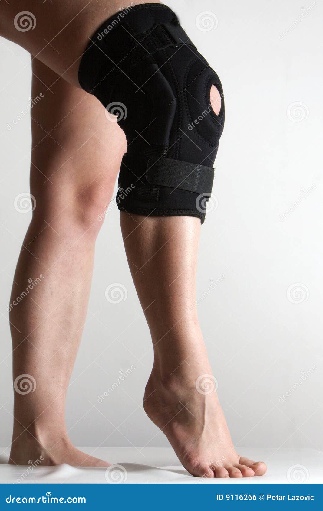 Knee in Knee Brace after an Injury Stock Photo Image of recuperate