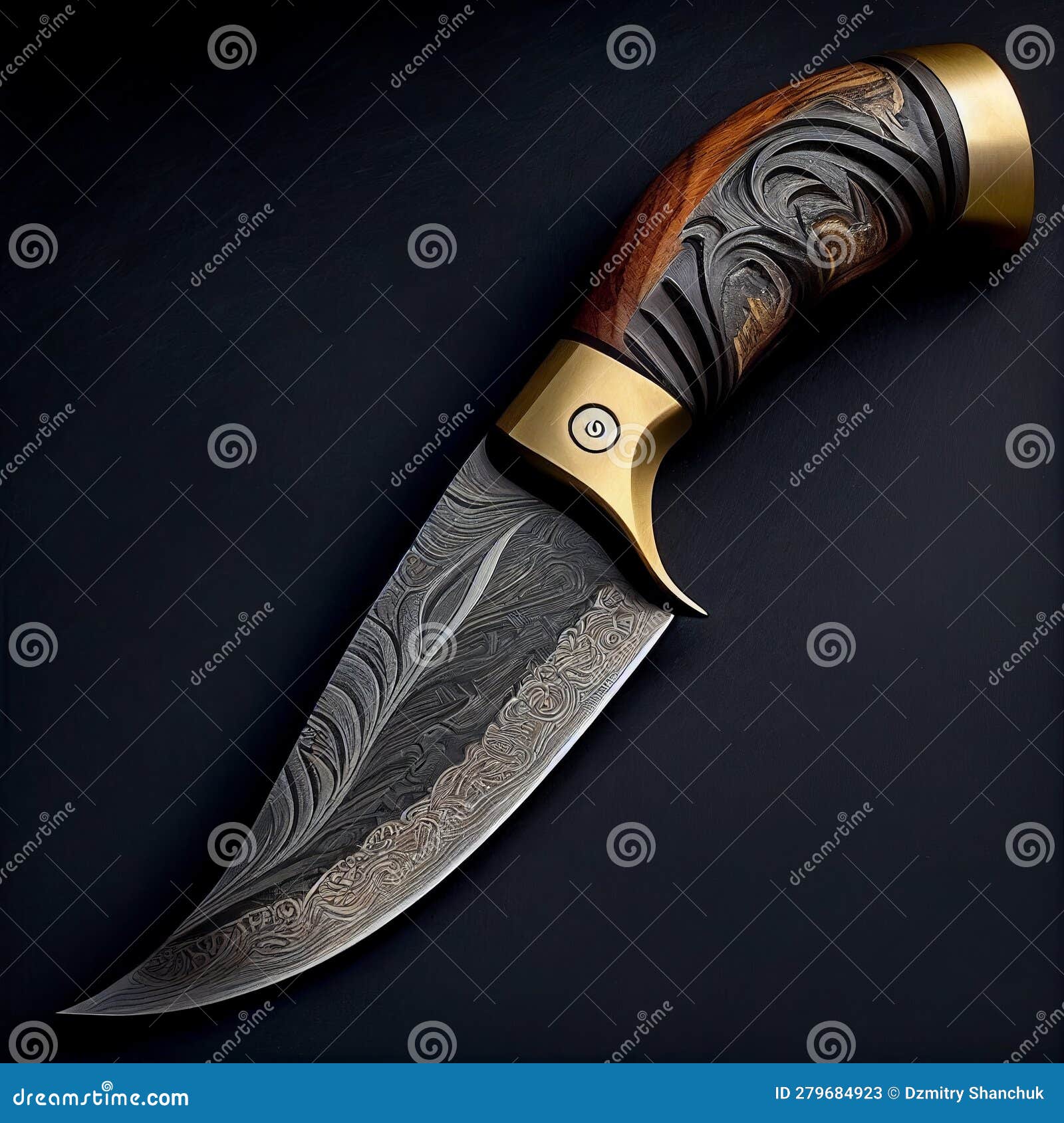 Knife on Black Background Generative AI Stock Illustration