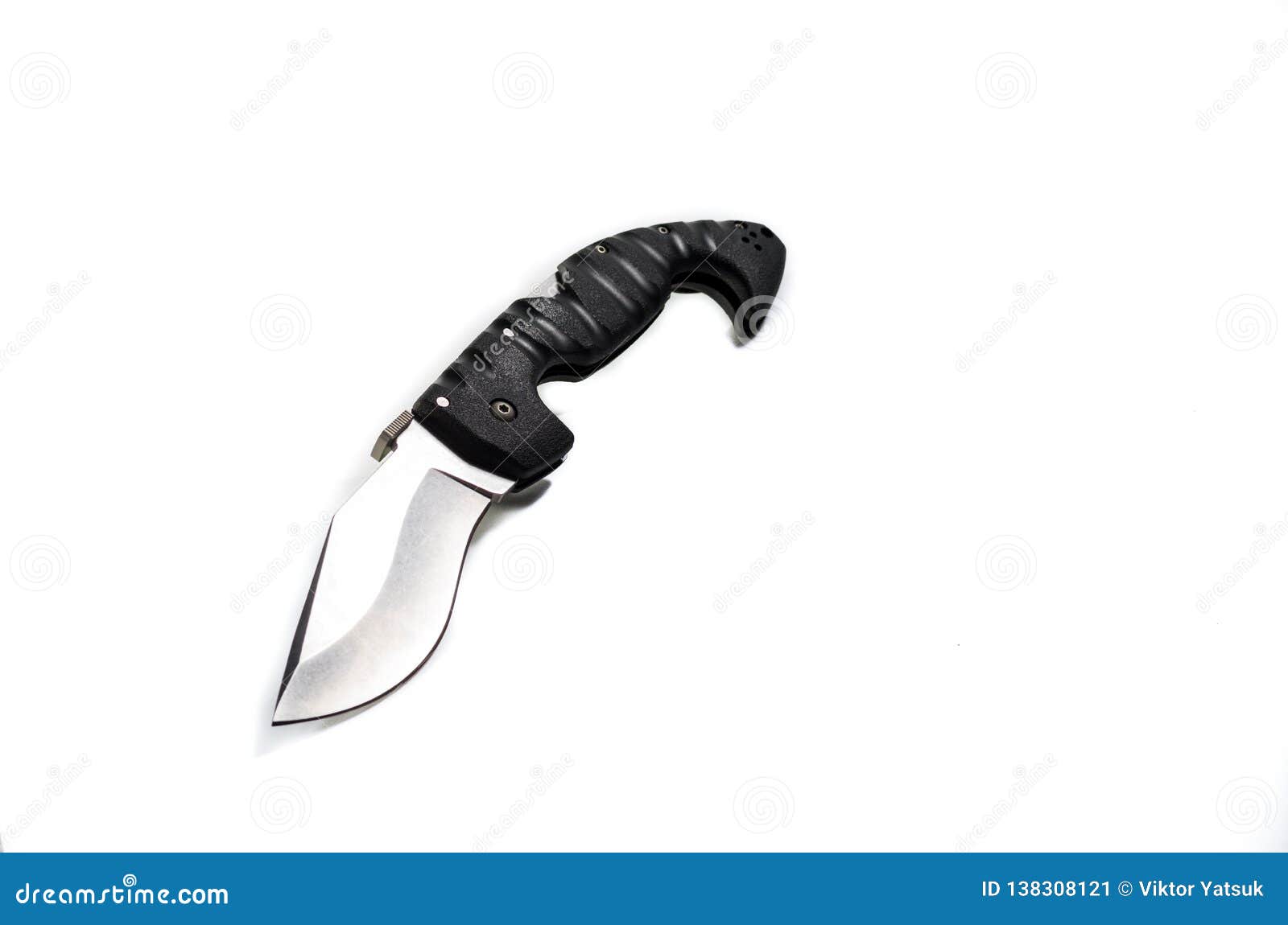 Knife with a Black Shaped Handle. Relief Knife Handle Stock Image
