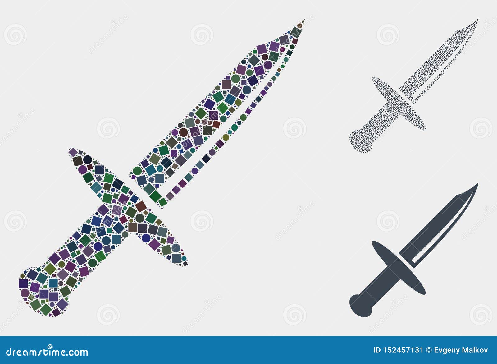 Knife Blade Icon Collages of Squares and Circles Stock Vector