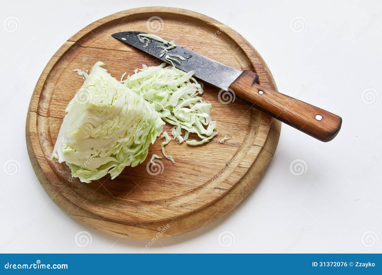 Knife and Chopped Cabbage on a Cutting Board Stock Photo Image of