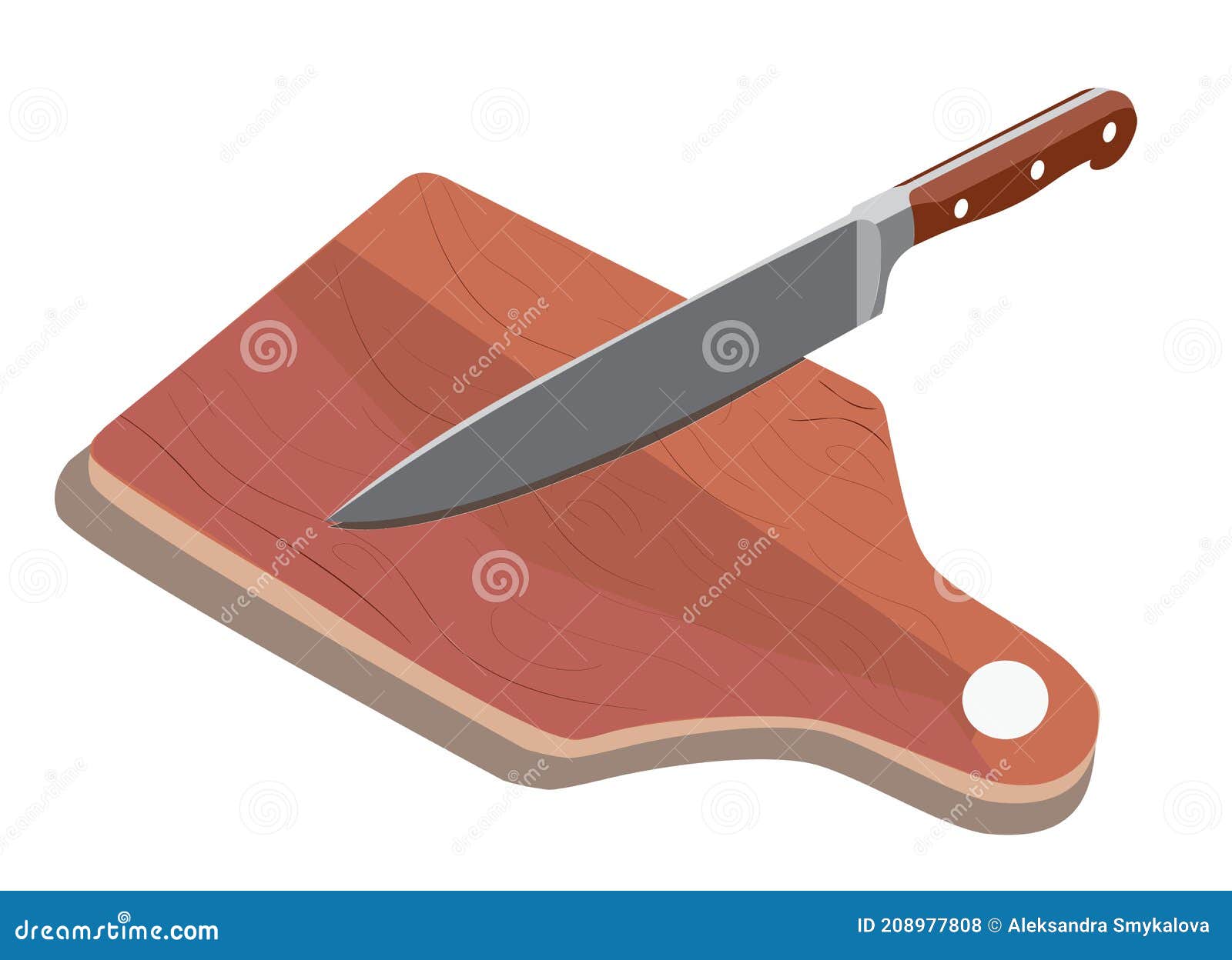Knife on cutting board stock vector. Illustration of knife 208977808