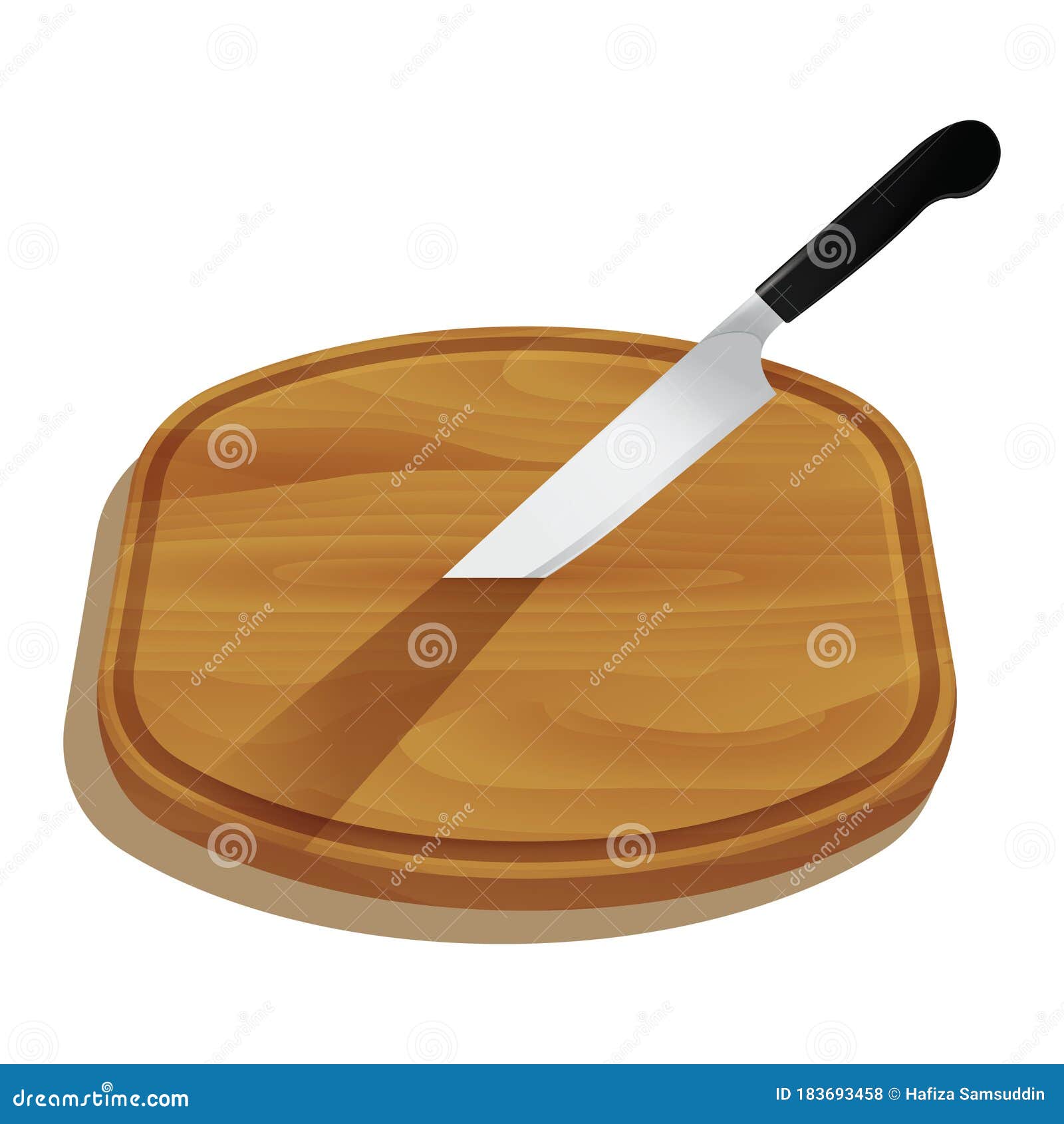 Knife on Cutting Board. Vector Illustration Decorative Background